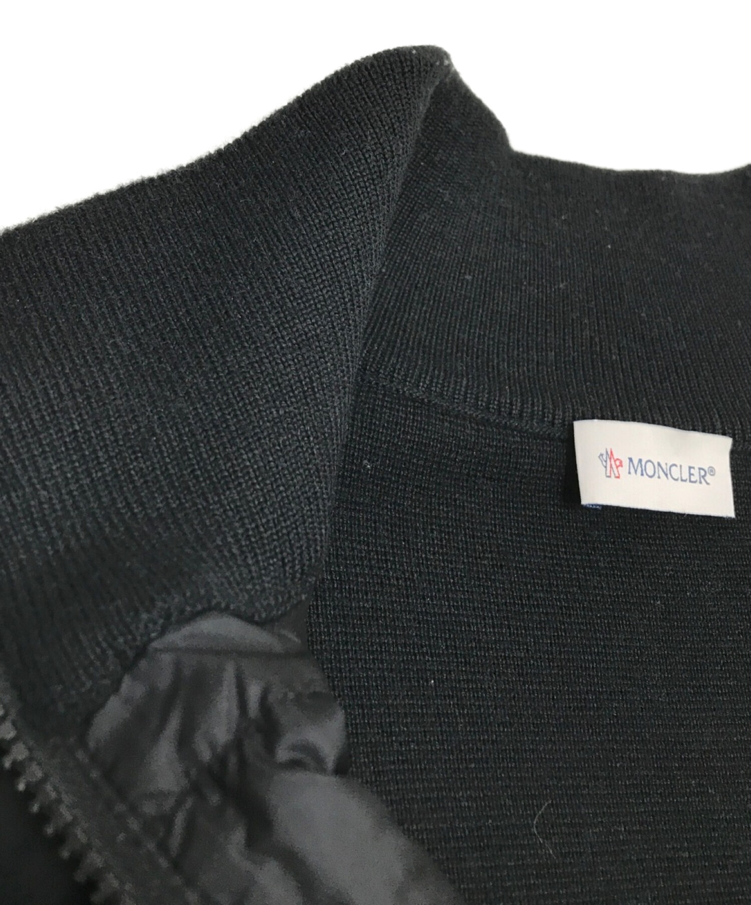 MONCLER (モンクレール) CARDIGAN TRICOT ニット切替ダウンジャケット ブラック サイズ:XXL