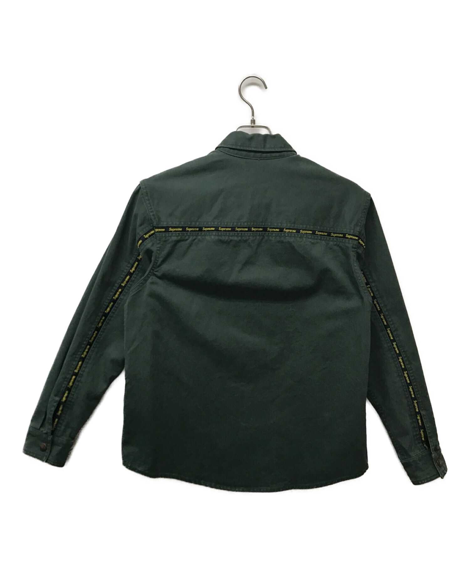 Supreme (シュプリーム) ラインロゴヘビーコットンシャツジャケット グリーン サイズ:S