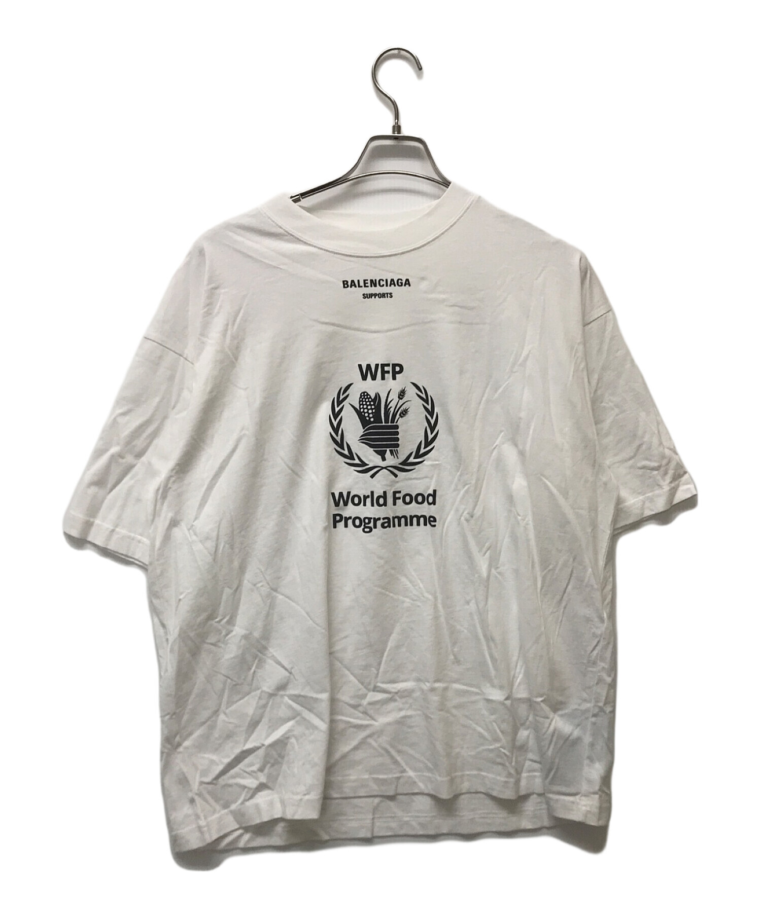 BALENCIAGA (バレンシアガ) WFP プリント ロゴ オーバーサイズ Tシャツ ホワイト サイズ:L