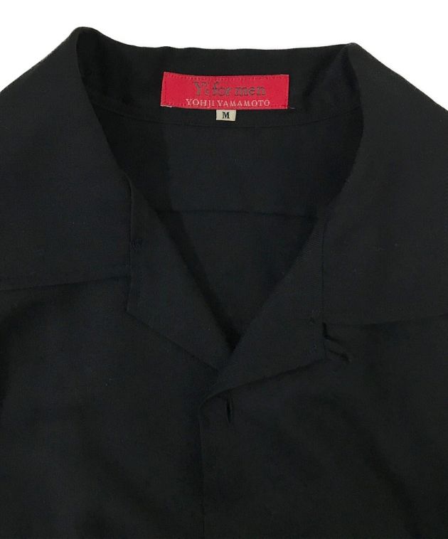 Y'S for men (ワイズフォーメン) ウールギャバオープンカラーシャツ ブラック サイズ:M