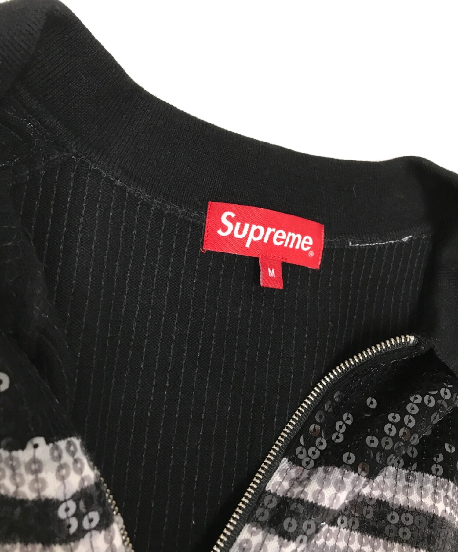 Supreme (シュプリーム) スパンコールジップポロシャツ ブラック サイズ:M