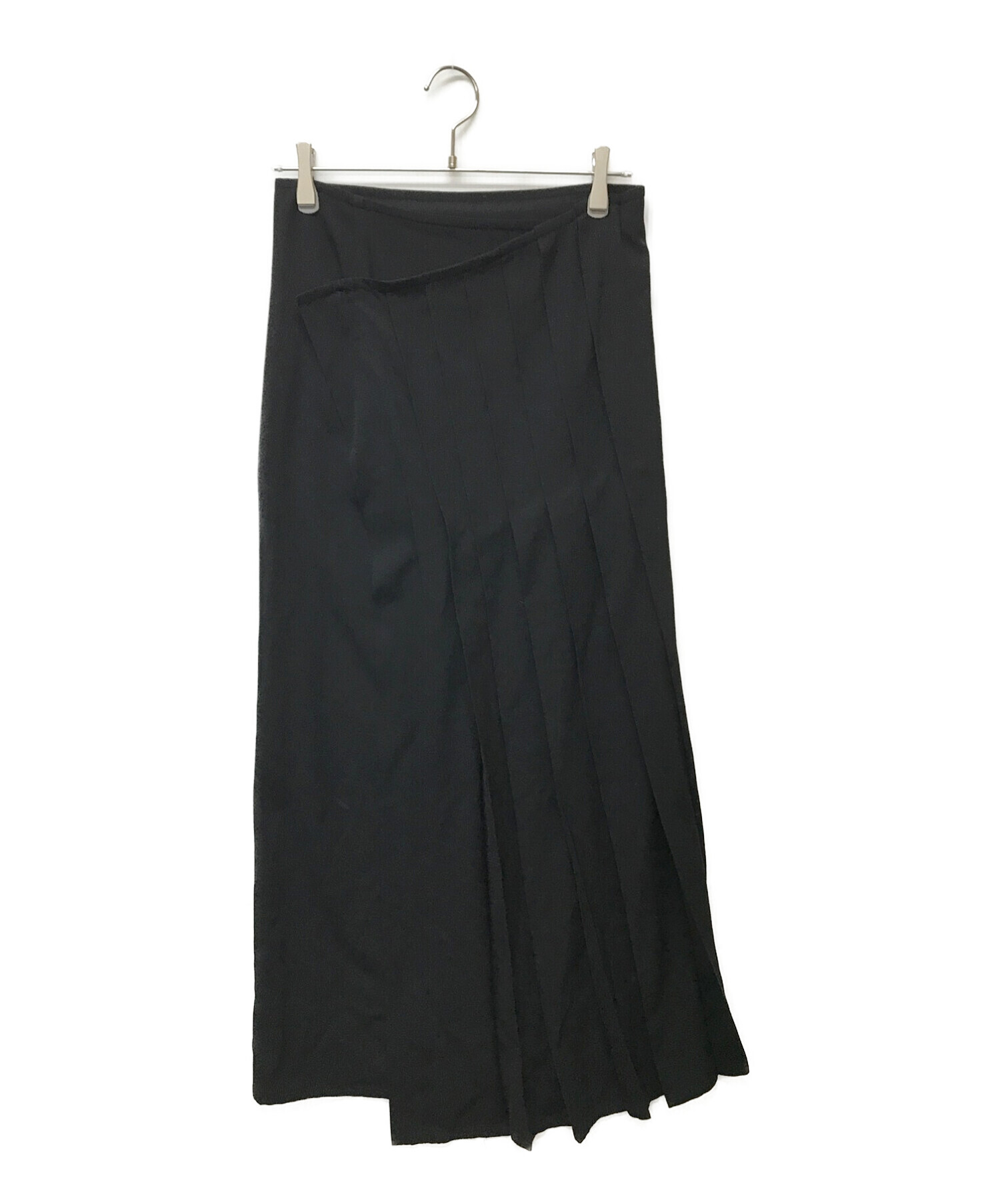 Y's (ワイズ) ウールギャバジンラップロングスカート ブラック サイズ:S