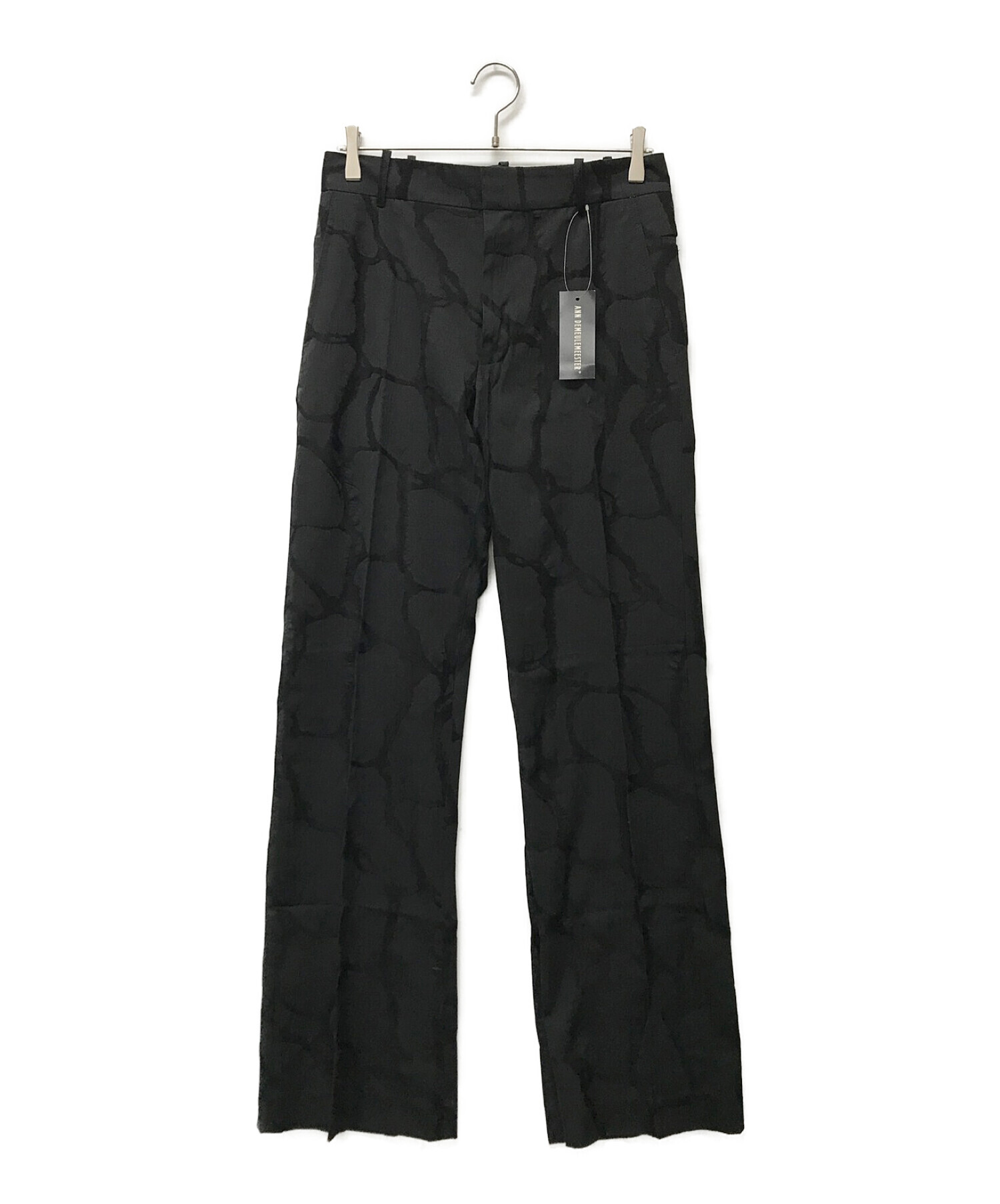 ANN DEMEULEMEESTER (アンドゥムルメステール) 90sジャガード刺繍総柄パンツ ブラック サイズ:S 未使用品