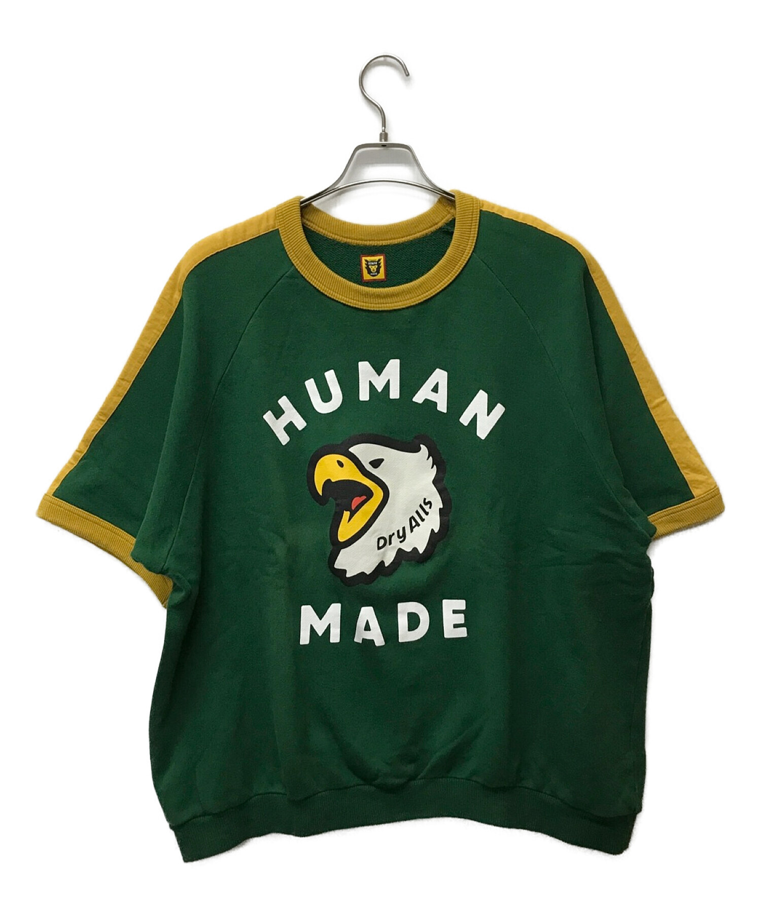 HUMAN MADE (ヒューマンメイド) イーグルロゴリンガー半袖スウェット グリーン サイズ:XL