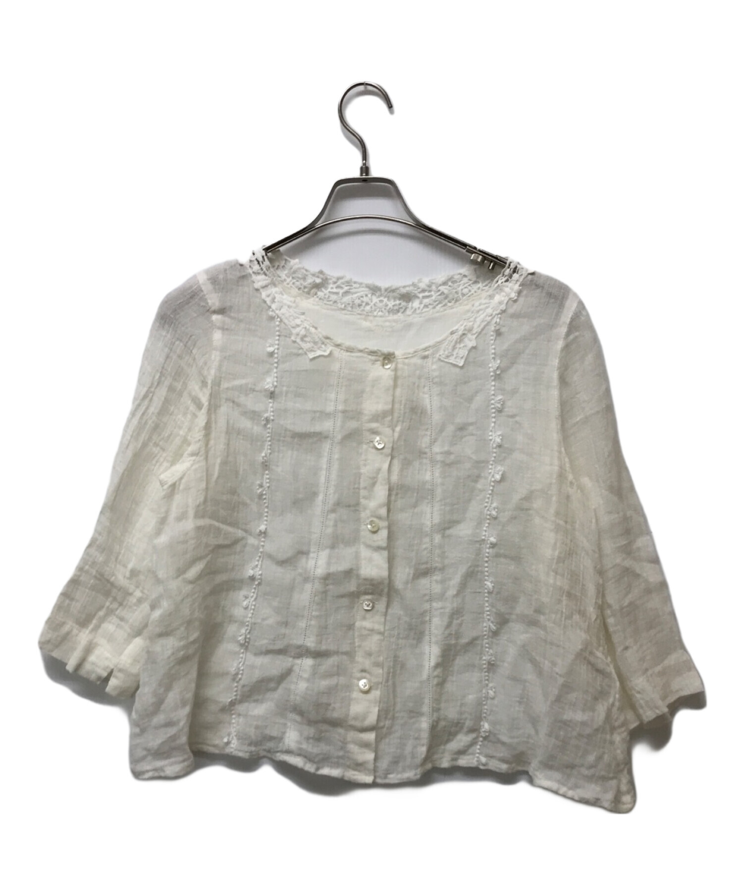 中古・古着通販】Cotton House Aya (コットンハウス アヤ) レースリネンブラウス ホワイト サイズ:SIZE M｜ブランド・古着通販  トレファク公式【TREFAC FASHION】スマホサイト