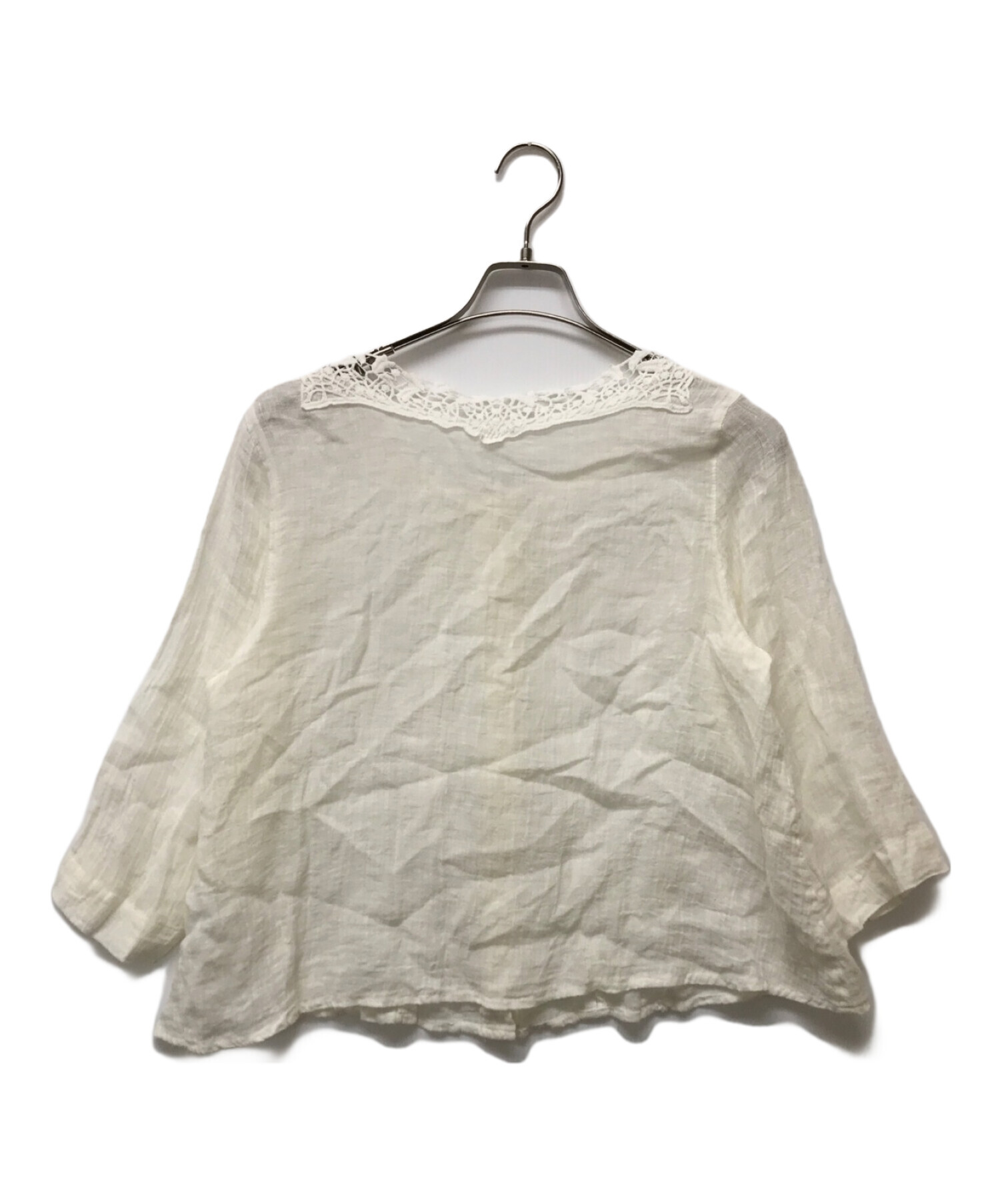 中古・古着通販】Cotton House Aya (コットンハウス アヤ) レースリネンブラウス ホワイト サイズ:SIZE M｜ブランド・古着通販  トレファク公式【TREFAC FASHION】スマホサイト