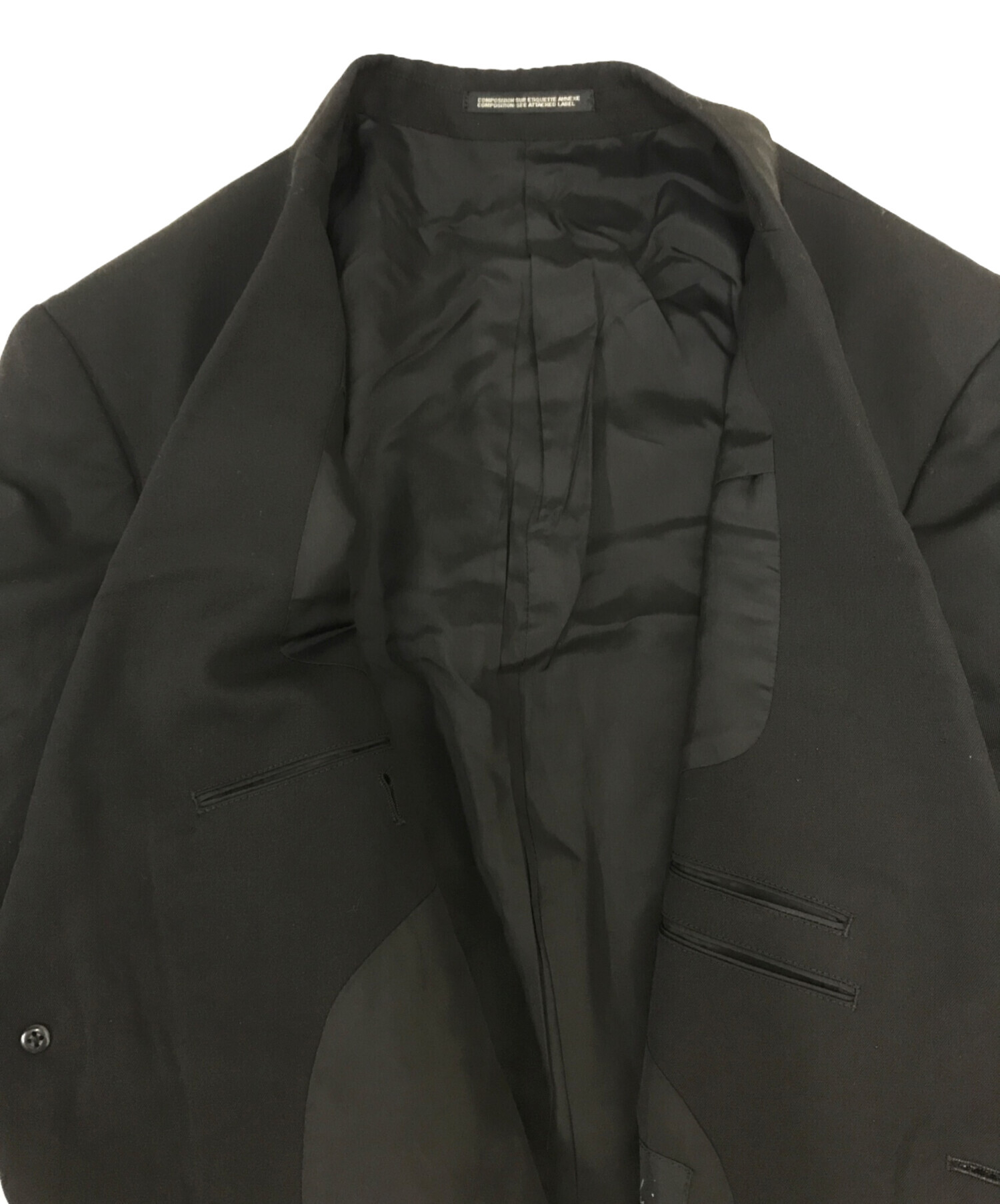 Yohji Yamamoto COSTUME D'HOMME (ヨウジヤマモト コスチュームドーム) ウールギャバジン 二つ釦シングルジャケット  ブラック サイズ:4