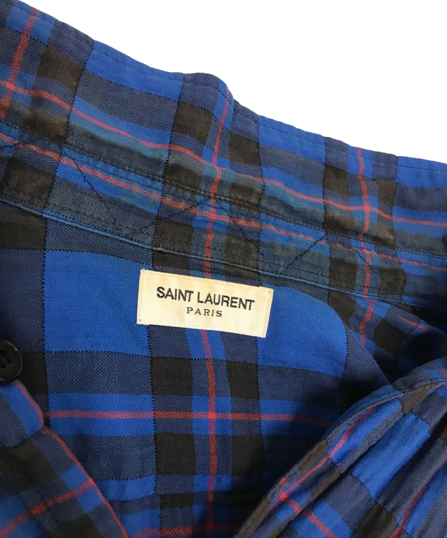 Saint Laurent Paris (サンローランパリ) グラデーションチェックシャツ ブルー×レッド サイズ:s
