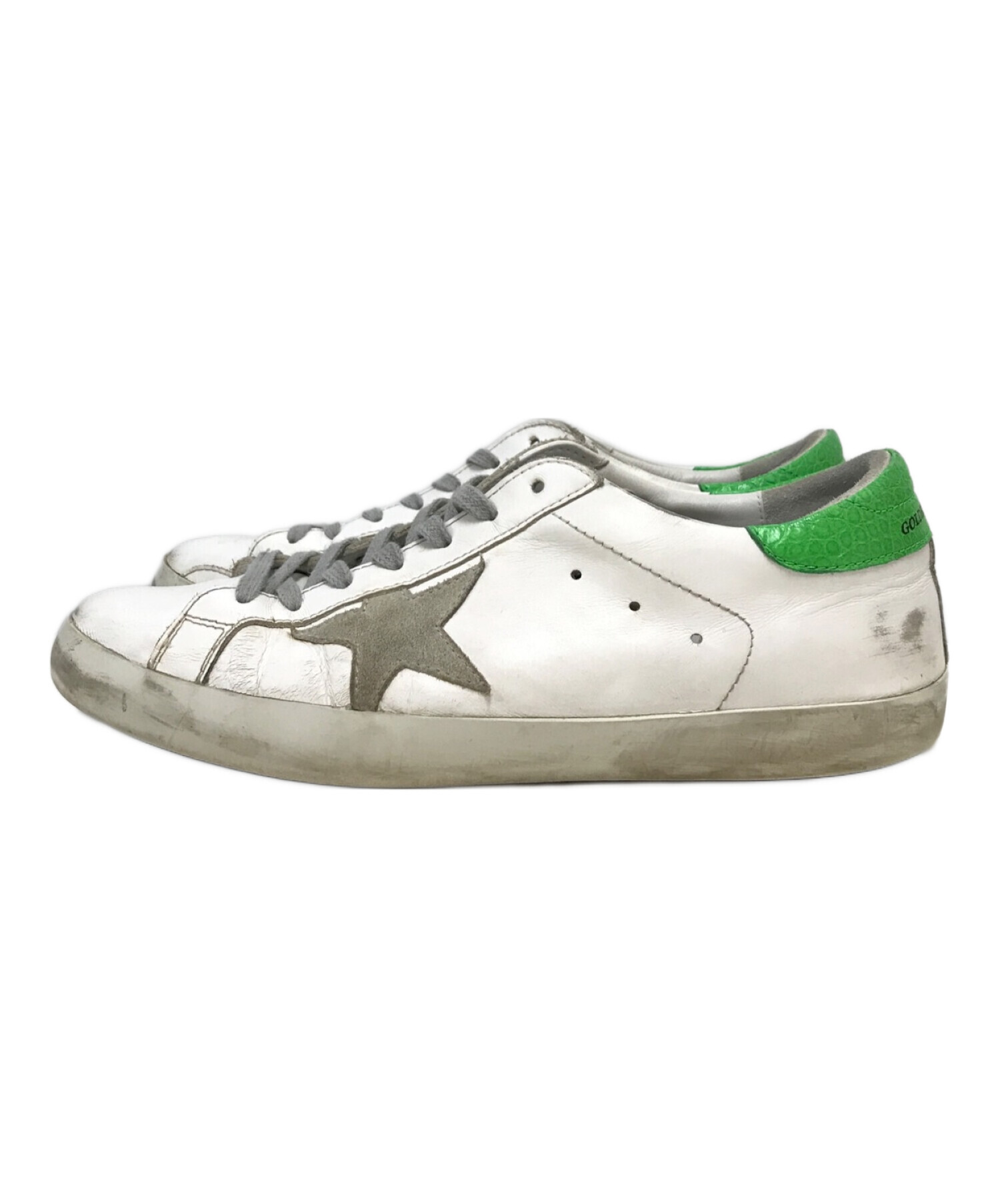 GOLDEN GOOSE (ゴールデングース) ダメージ加工ローカットスニーカー ホワイト×グリーン サイズ:US8.5