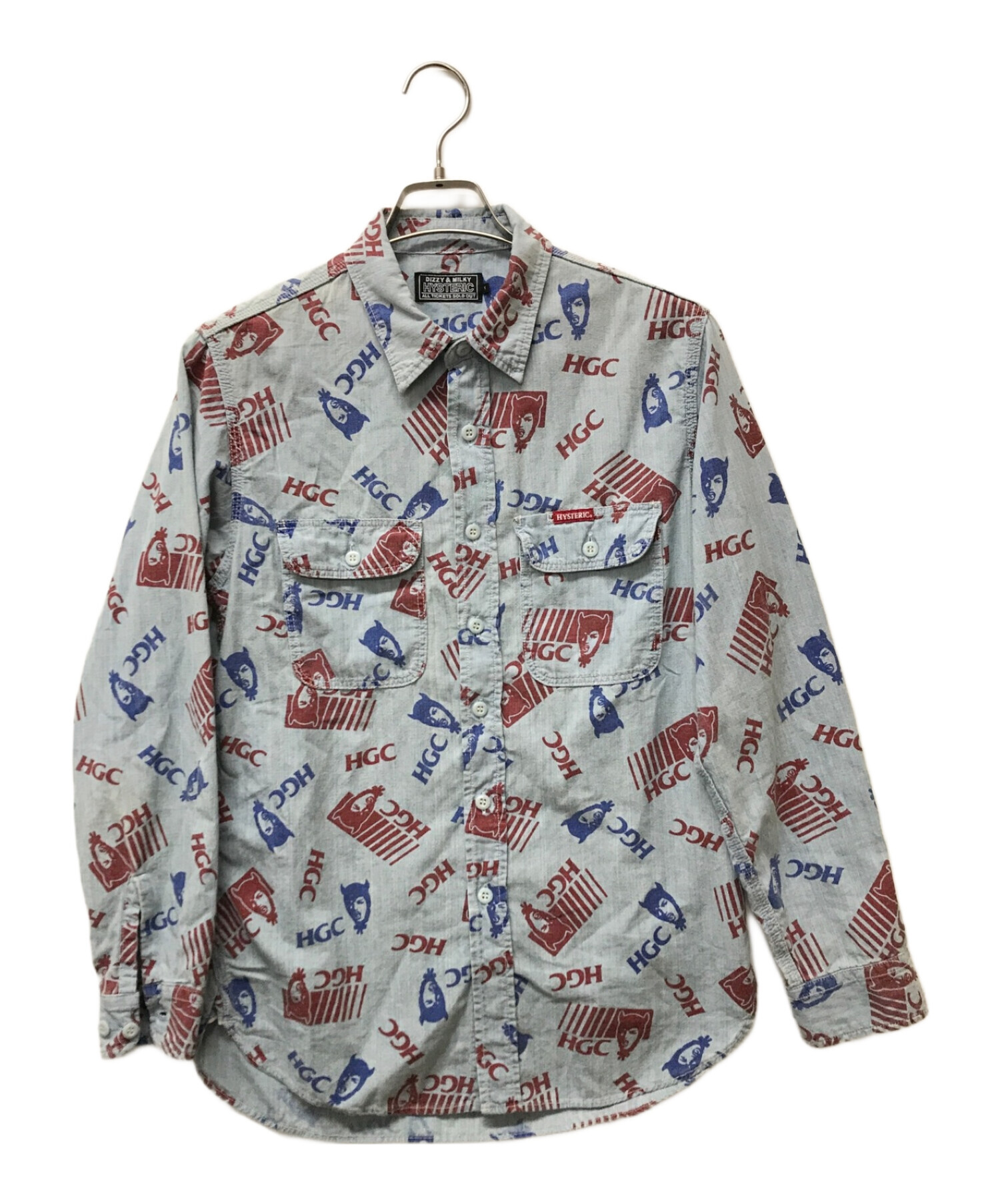 中古・古着通販】Hysteric Glamour (ヒステリックグラマー) HGC柄シャンブレーシャツ インディゴ サイズ:SIZE  S｜ブランド・古着通販 トレファク公式【TREFAC FASHION】スマホサイト