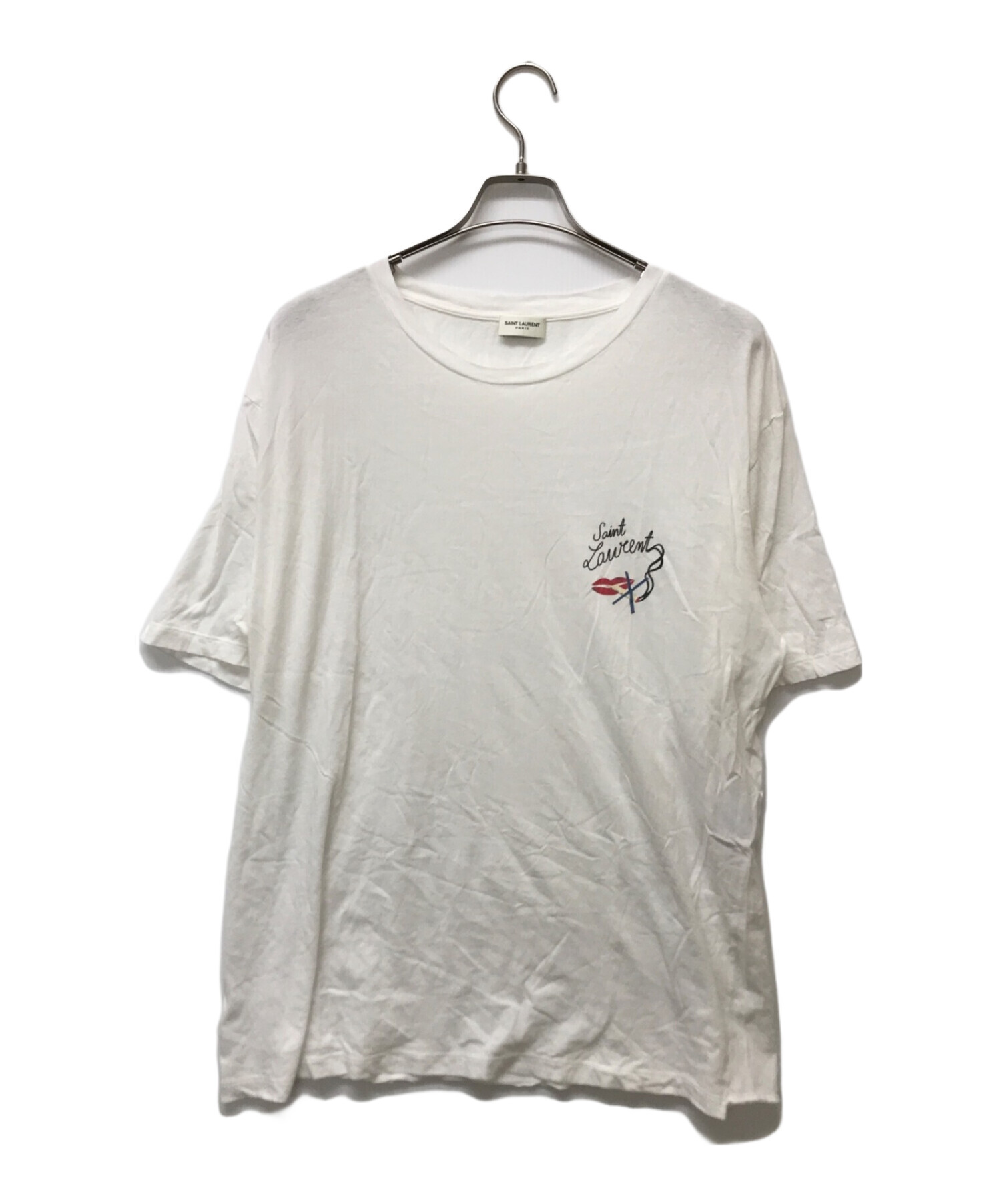 Saint Laurent Paris (サンローランパリ) スモーキングリッププリントTシャツ ホワイト サイズ:XL