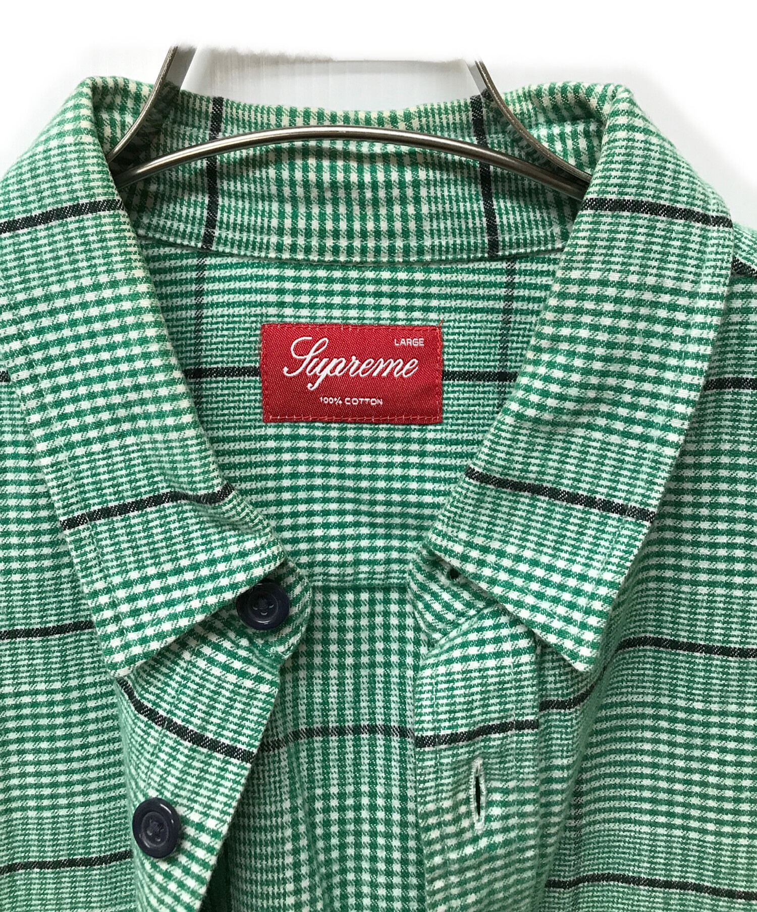 supreme チェックシャツ セール グリーン