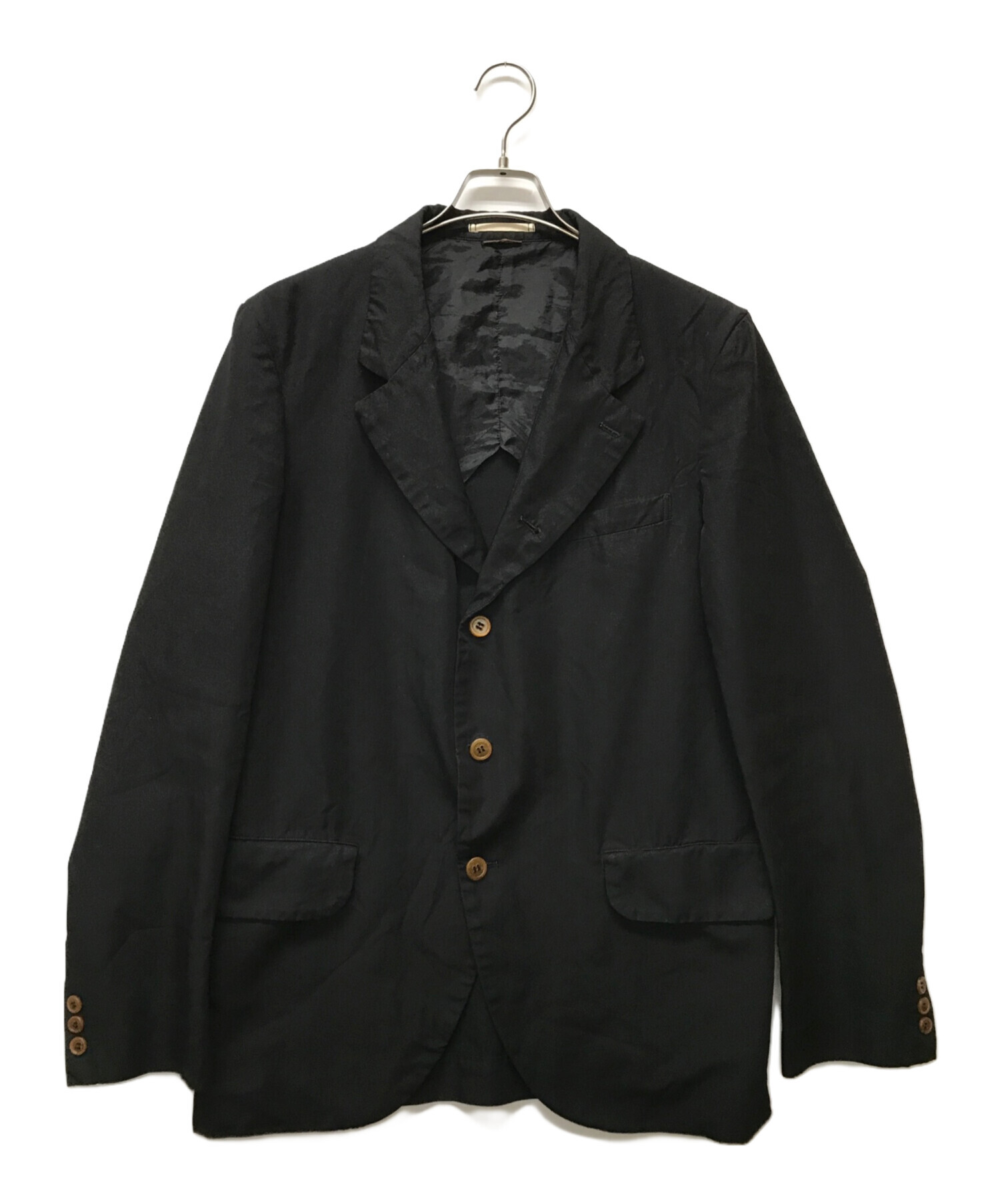 COMME des GARCONS HOMME PLUS (コムデギャルソンオムプリュス) 製品染め ポリ縮絨 テーラードジャケット ブラック  サイズ:SIZE M