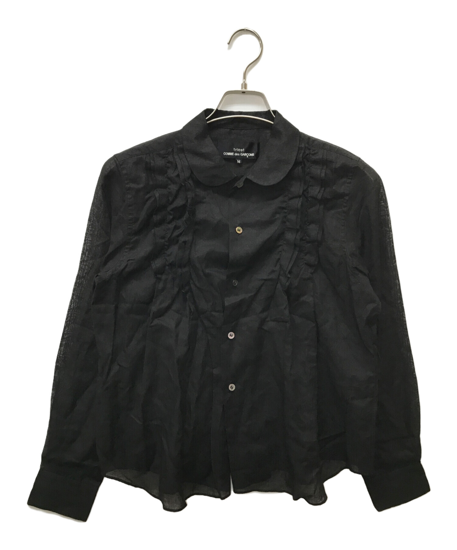 tricot COMME des GARCONS (トリココムデギャルソン) フリルラウンドカラーシャツ ブラック サイズ:SIZE M