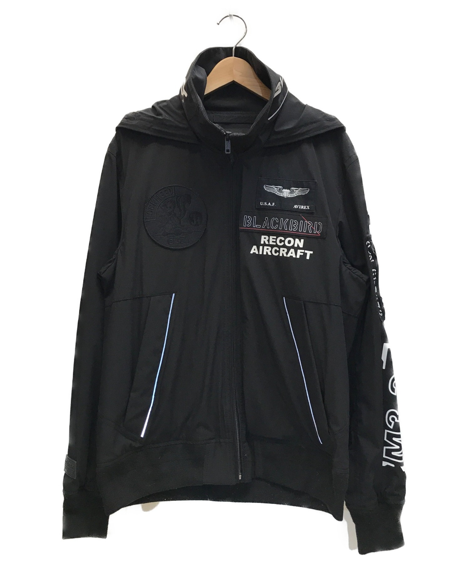 AVIREX (アヴィレックス) BLACKBIRD STAND ZIP JACKET ブラック サイズ:L アメリカ空軍偵察機　 S71BLACKBIRD　グラフィック