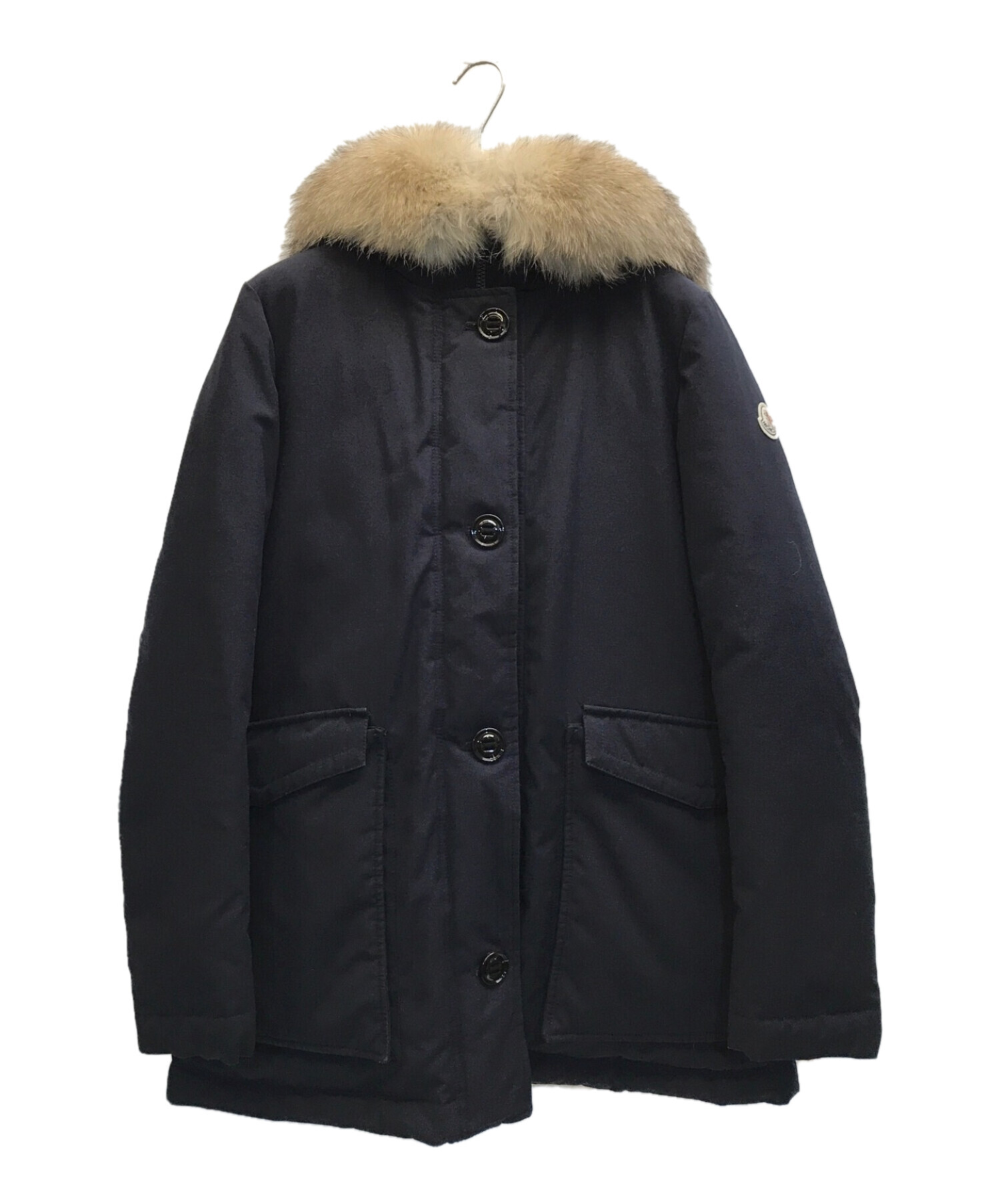 日本製 MONCLER COURVITE フォックスファーダウンコート ネイビー