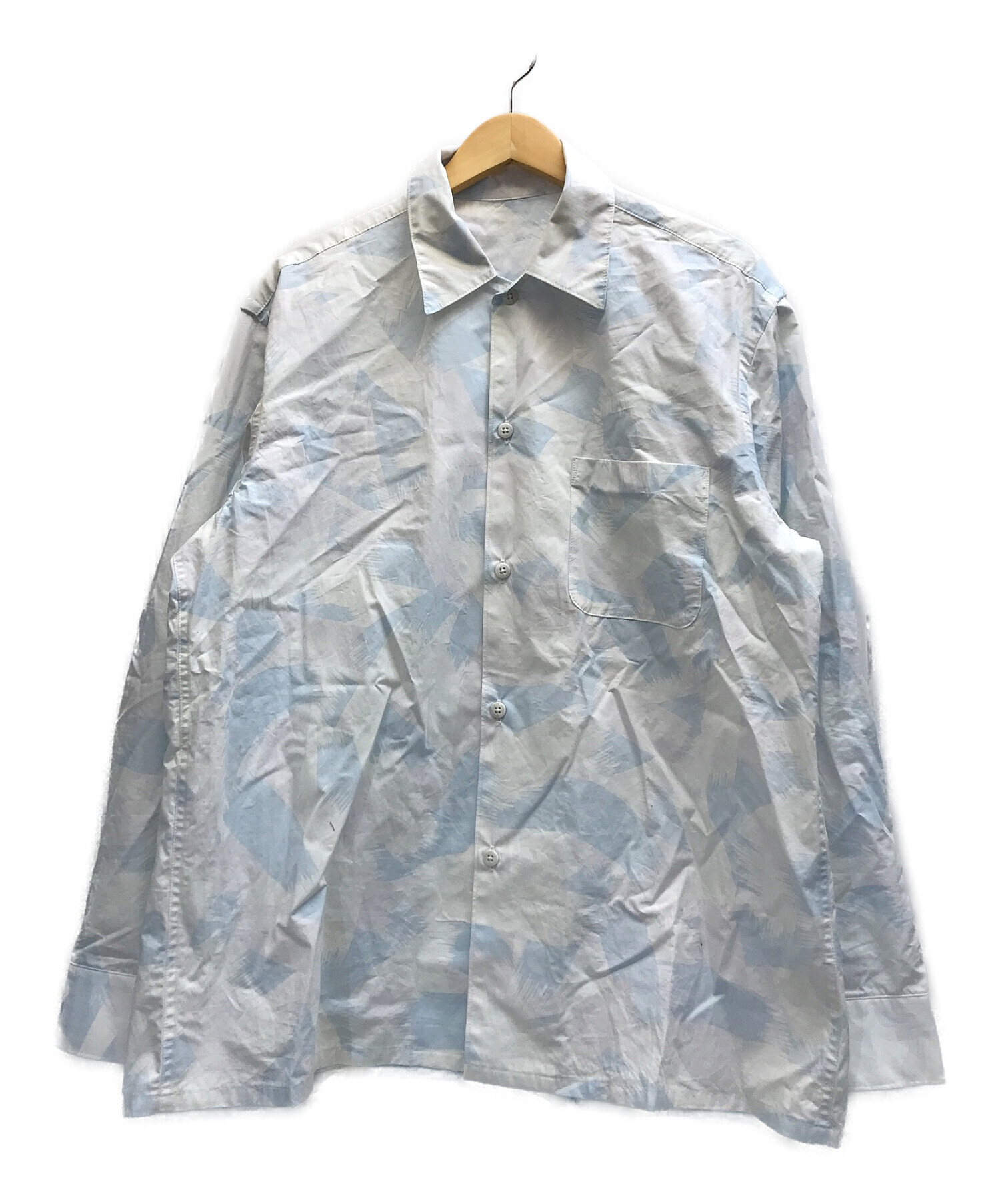 URU (ウル) OPEN COLLAR L/S SHIRTS　オープンカラーシャツ ブルー サイズ:2