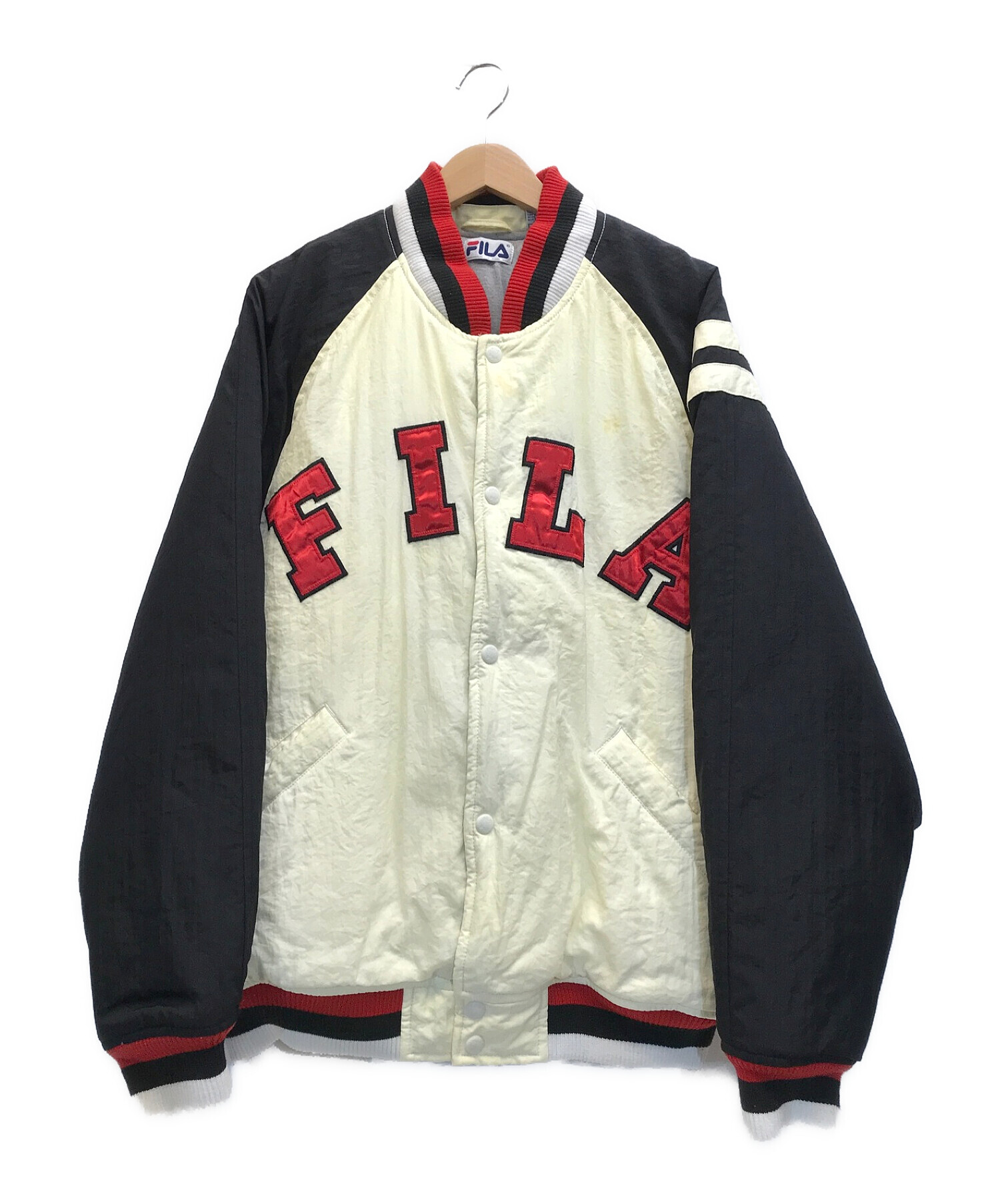 FILA (フィラ) [古着]90s中綿スタジャン ベージュ×ブラック サイズ:XL