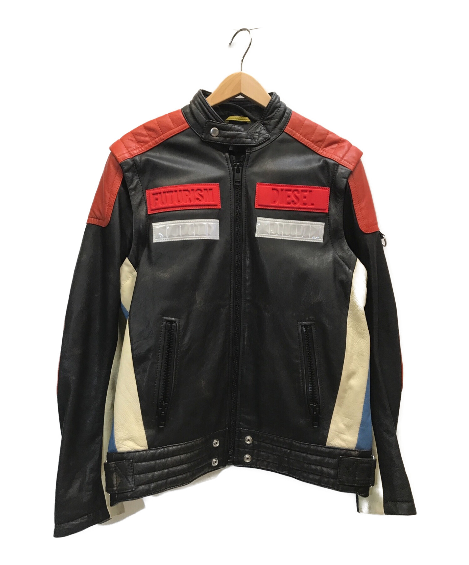 DIESEL (ディーゼル) L-YUJA ライダースジャケット ヴィンテージ加工 マルチカラー サイズ:S