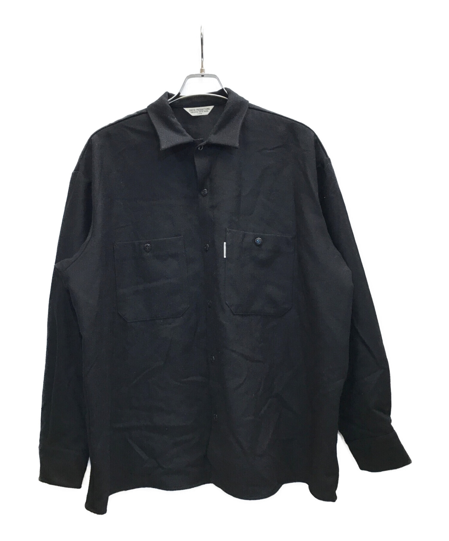 COOTIE PRODUCTIONS (クーティープロダクツ) 21AW Wool Serge Work Shirt ウールサージワークシャツ  ブラック サイズ:L