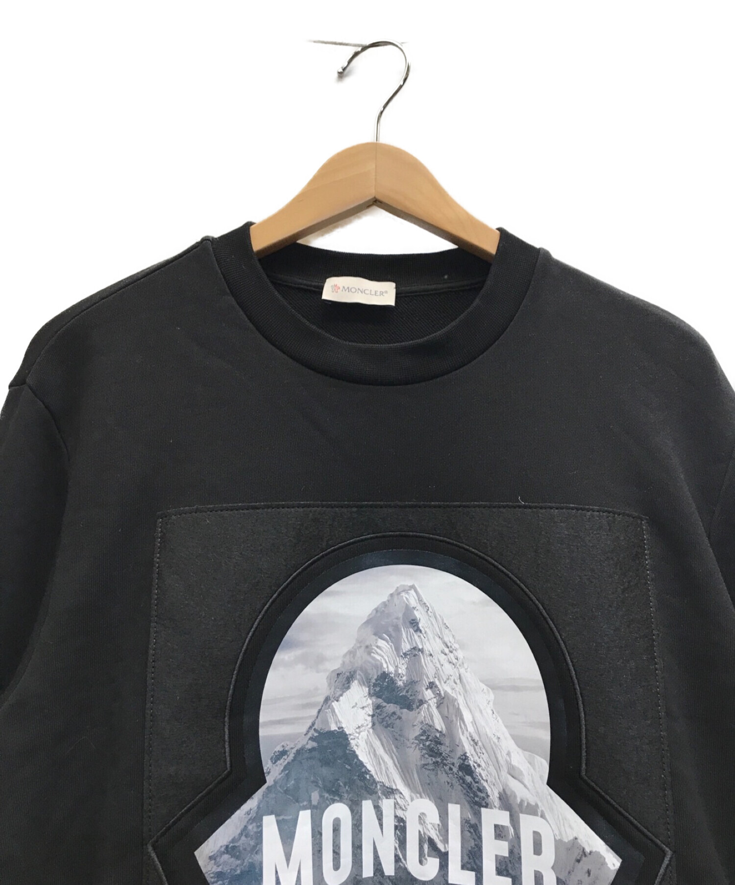 MONCLER (モンクレール) 20AW MAGLIA GIROCOLLO クルーネックロゴプリントスウェット ブラック サイズ:M