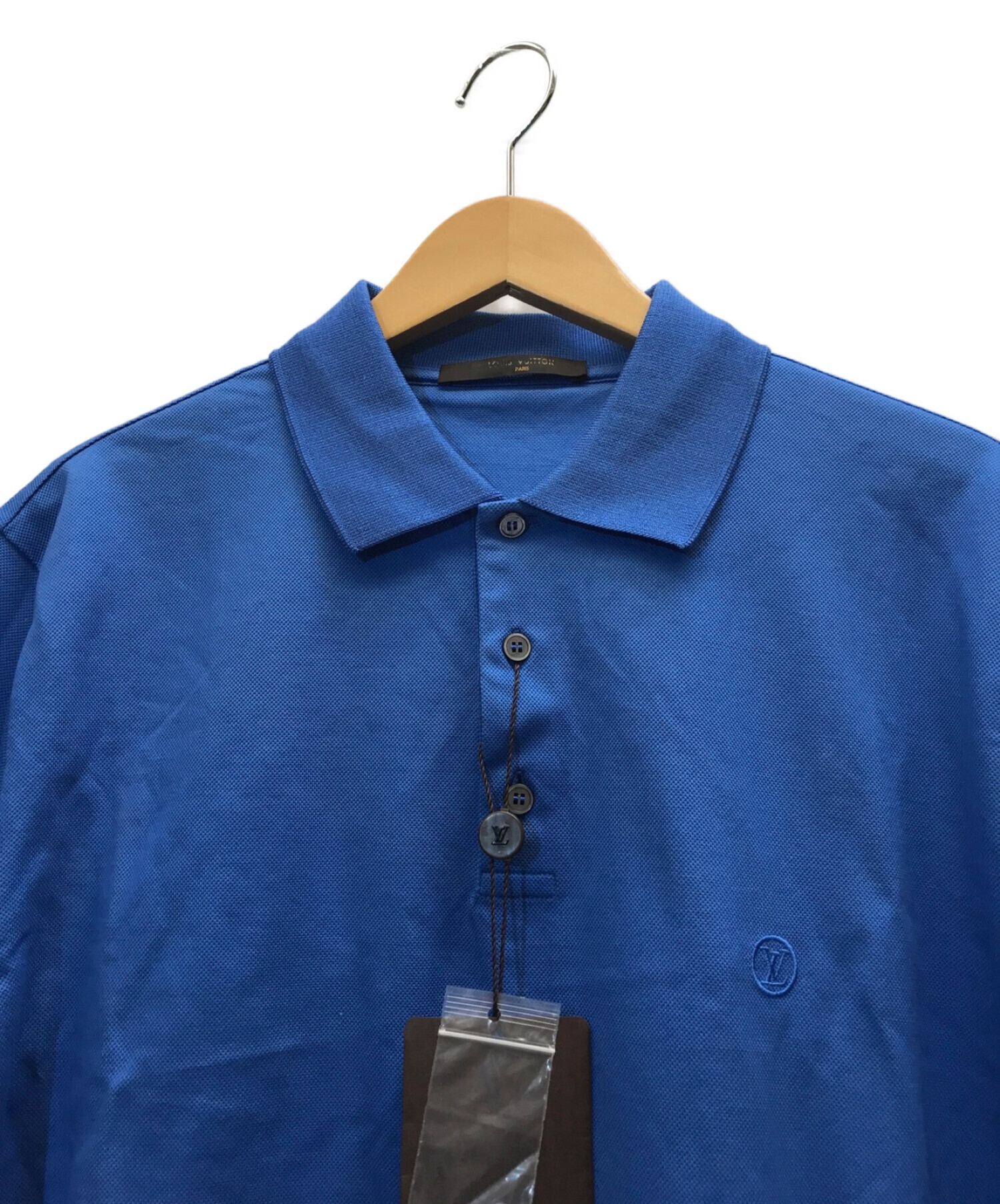 LOUIS VUITTON (ルイ ヴィトン) LV刺繍半袖ポロシャツ ブルー サイズ:XL