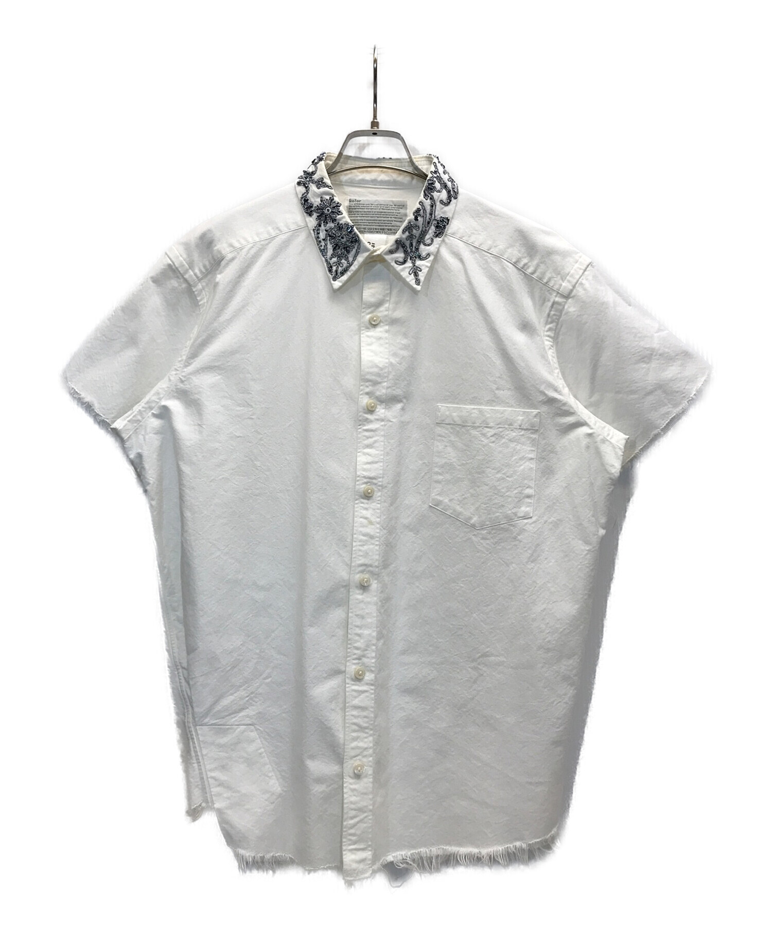 kolor ×COMME des GARCONS (カラー×コムデギャルソン) 刺繍半袖カットオフシャツ ホワイト サイズ:2