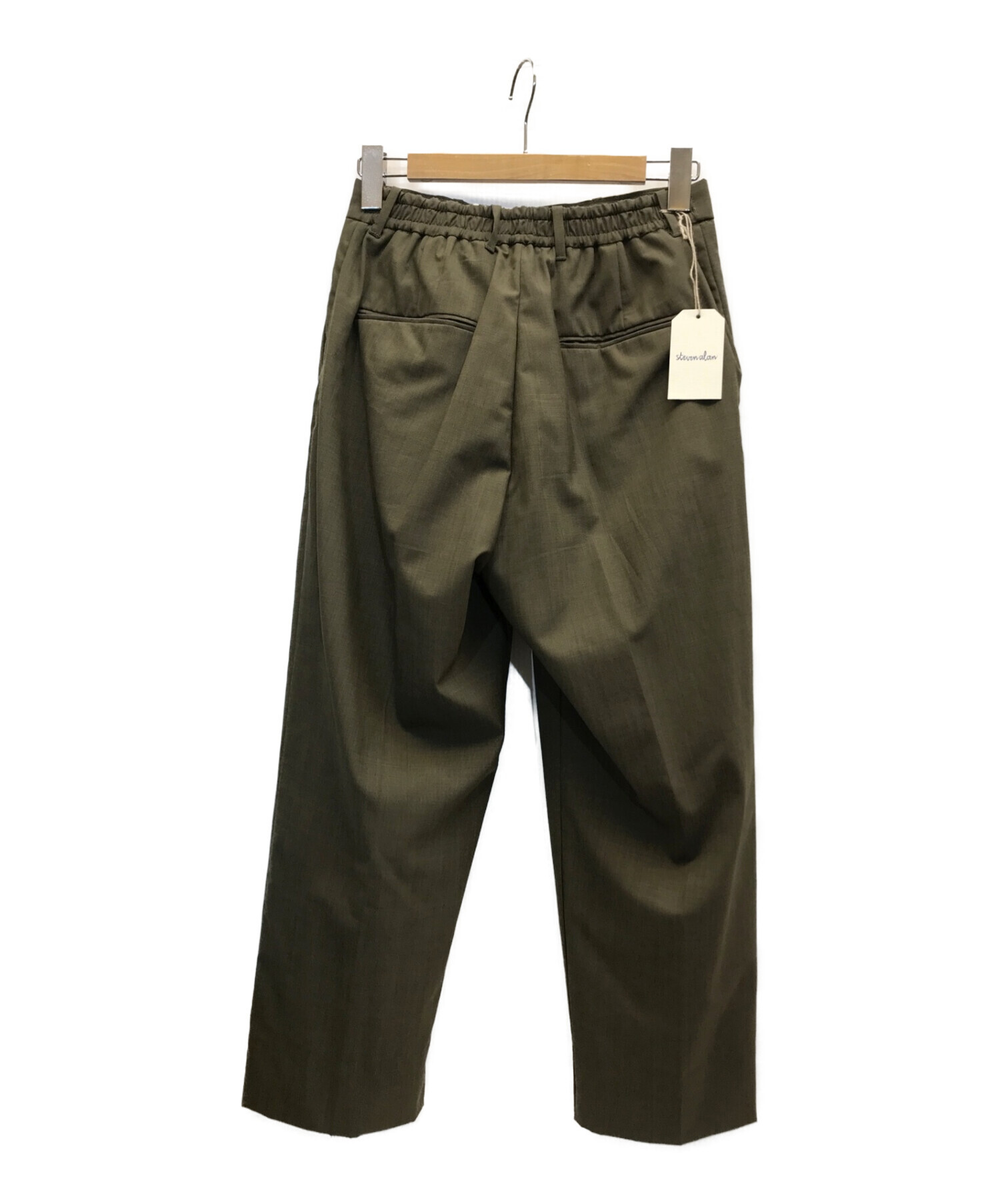 STEVEN ALAN (スティーブンアラン) PIN／HD SUPER BAGGY TAPERED HALF EASY PANTS  スーパーバギテーパードイージーパンツ オリーブ サイズ:S 未使用品