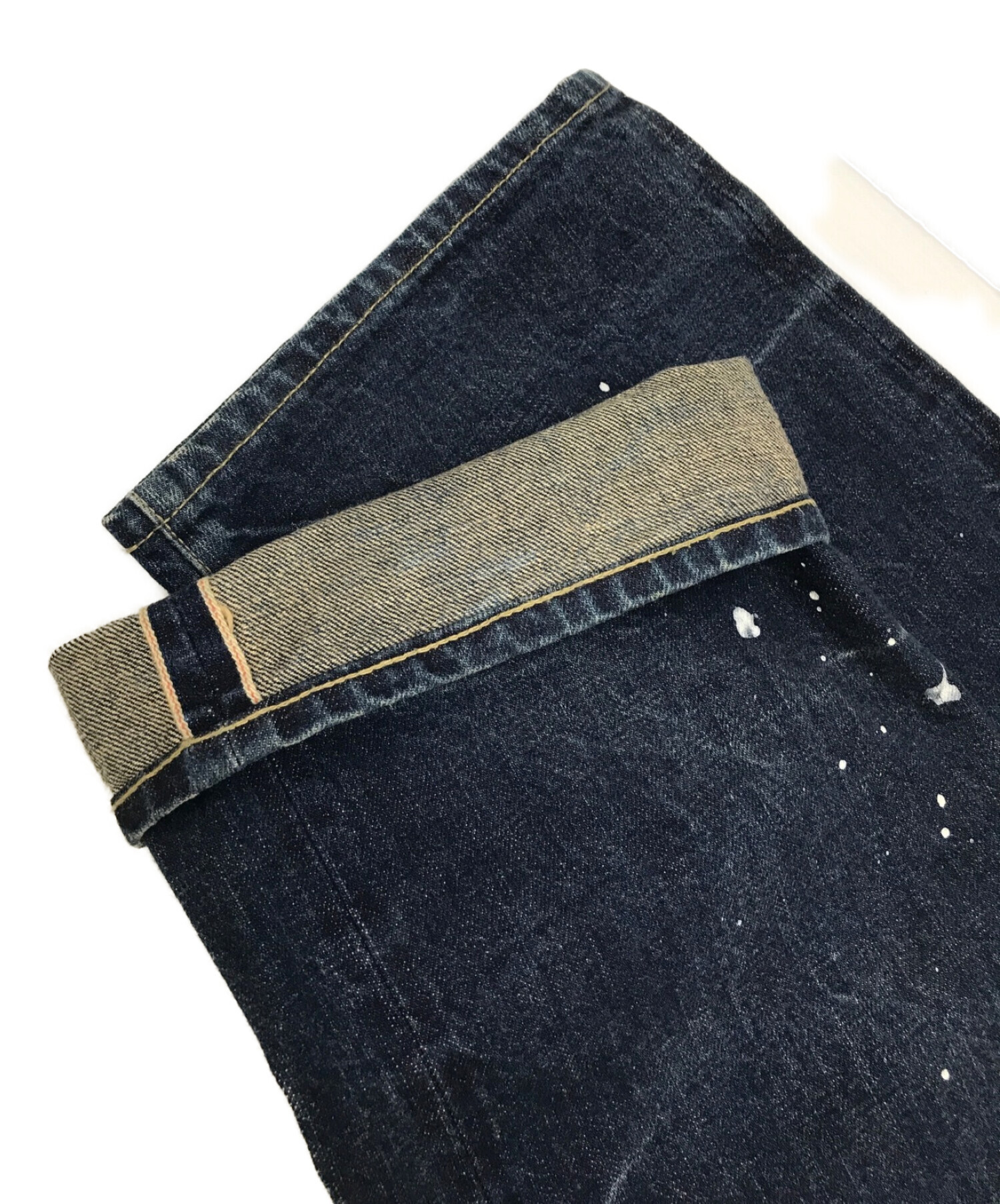 stussy (ステューシー) 台場 5周年記念 リペア加工ROUGH RUGGED DENIM ダメージリジットデニムパンツ インディゴ サイズ:34