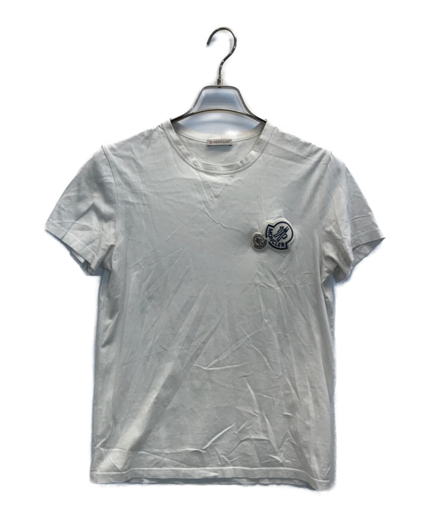 MONCLER (モンクレール) MAGLIA T-SHIRT　ロゴワッペン付 クルーネック半袖Tシャツ ホワイト サイズ:S