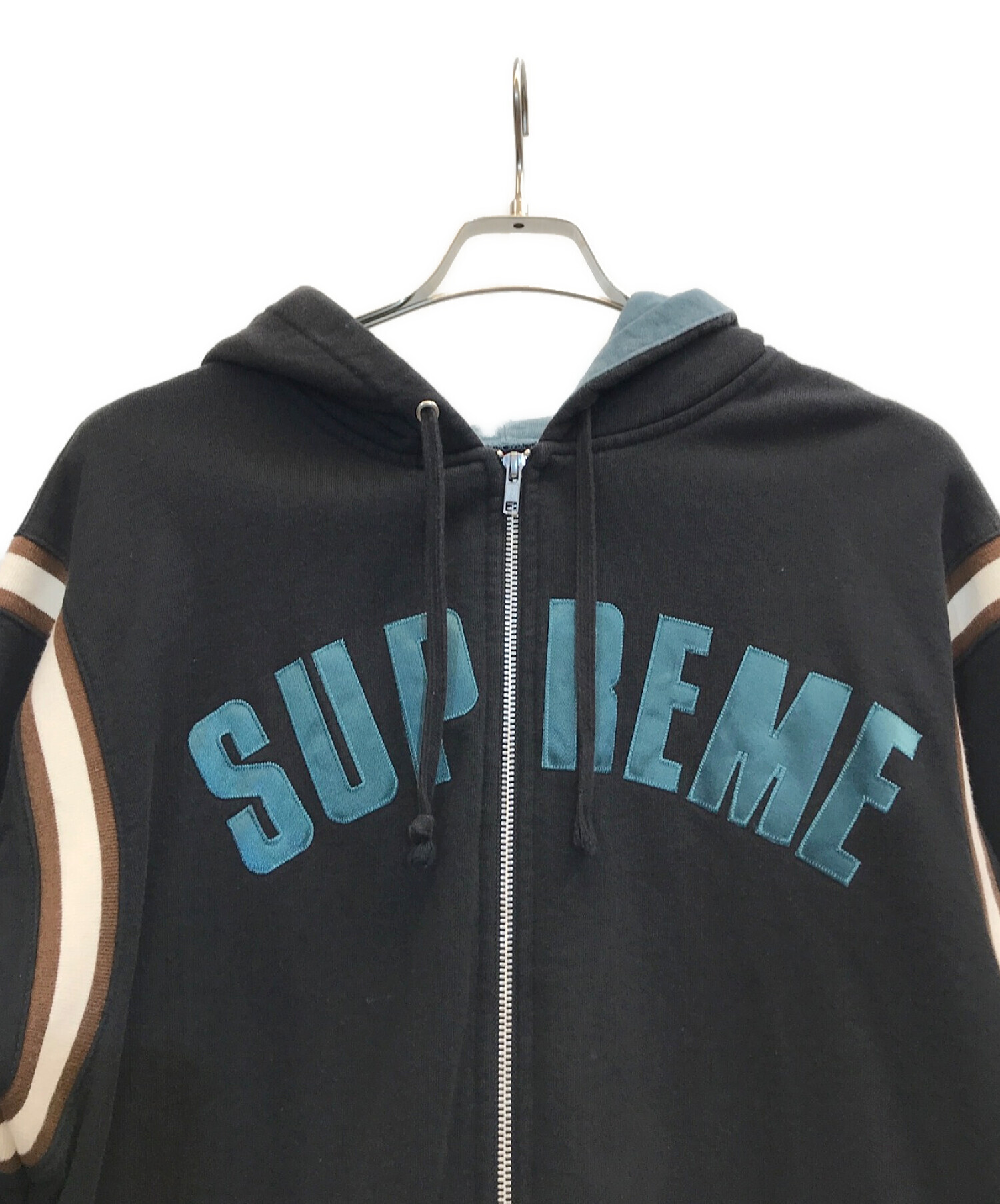 SUPREME (シュプリーム) 18SS Jet Sleeve Zip Up Hooded Sweatshirt　 アーチロゴジップアップスウェットパーカー ブラック サイズ:M