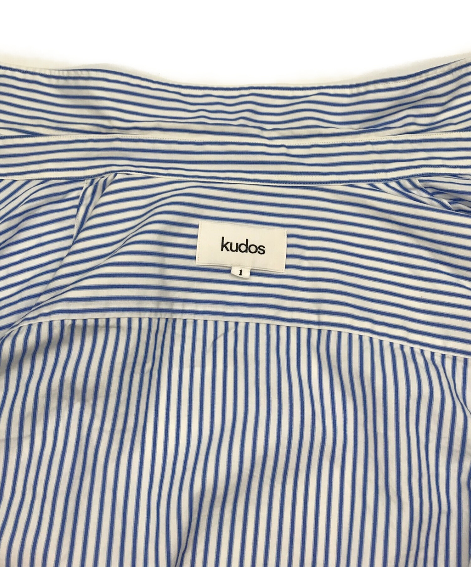 kudos (クードス) 20SS TWISTED SHIRT STRIPE　ステッチデザイン　ストライプシャツ ホワイト×ブルー サイズ:1