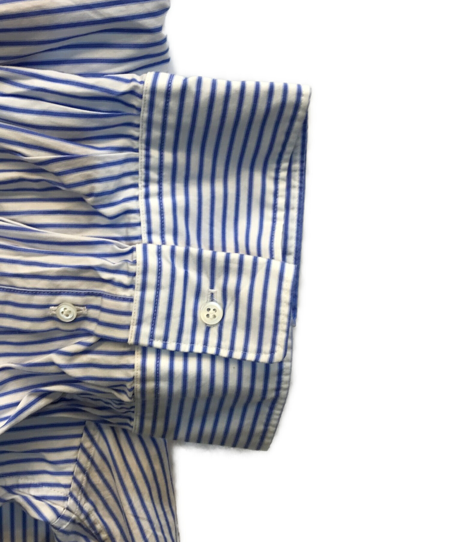 kudos (クードス) 20SS TWISTED SHIRT STRIPE　ステッチデザイン　ストライプシャツ ホワイト×ブルー サイズ:1