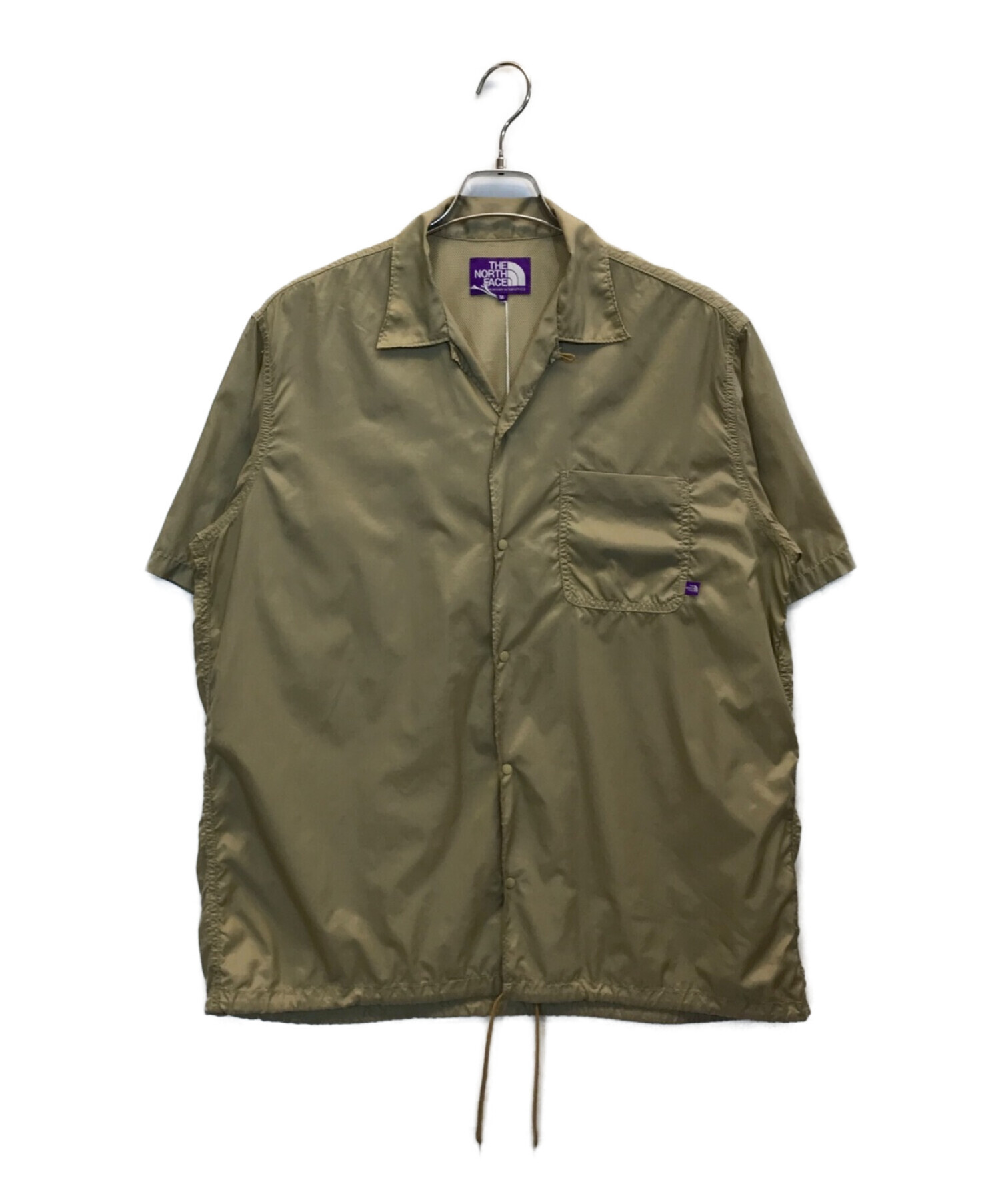 THE NORTHFACE PURPLELABEL (ザ ノースフェイス パープルレーベル) Nylon Ripstop H/S Shirt　 ナイロンリップストップハーフスリーブシャツ　半袖シャツ ベージュ サイズ:M