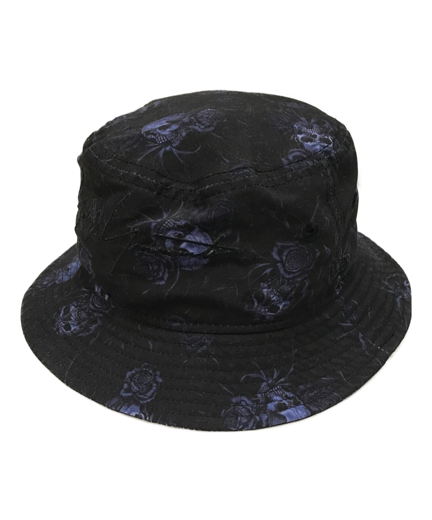 New Era×YOHJI YAMAMOTO HOMME (ニューエラ×ヨウジヤマモトオム) SS21 スカル&ローズ シグネチャーロゴバケットハット  ブラック サイズ:MEDIUM/LARGE