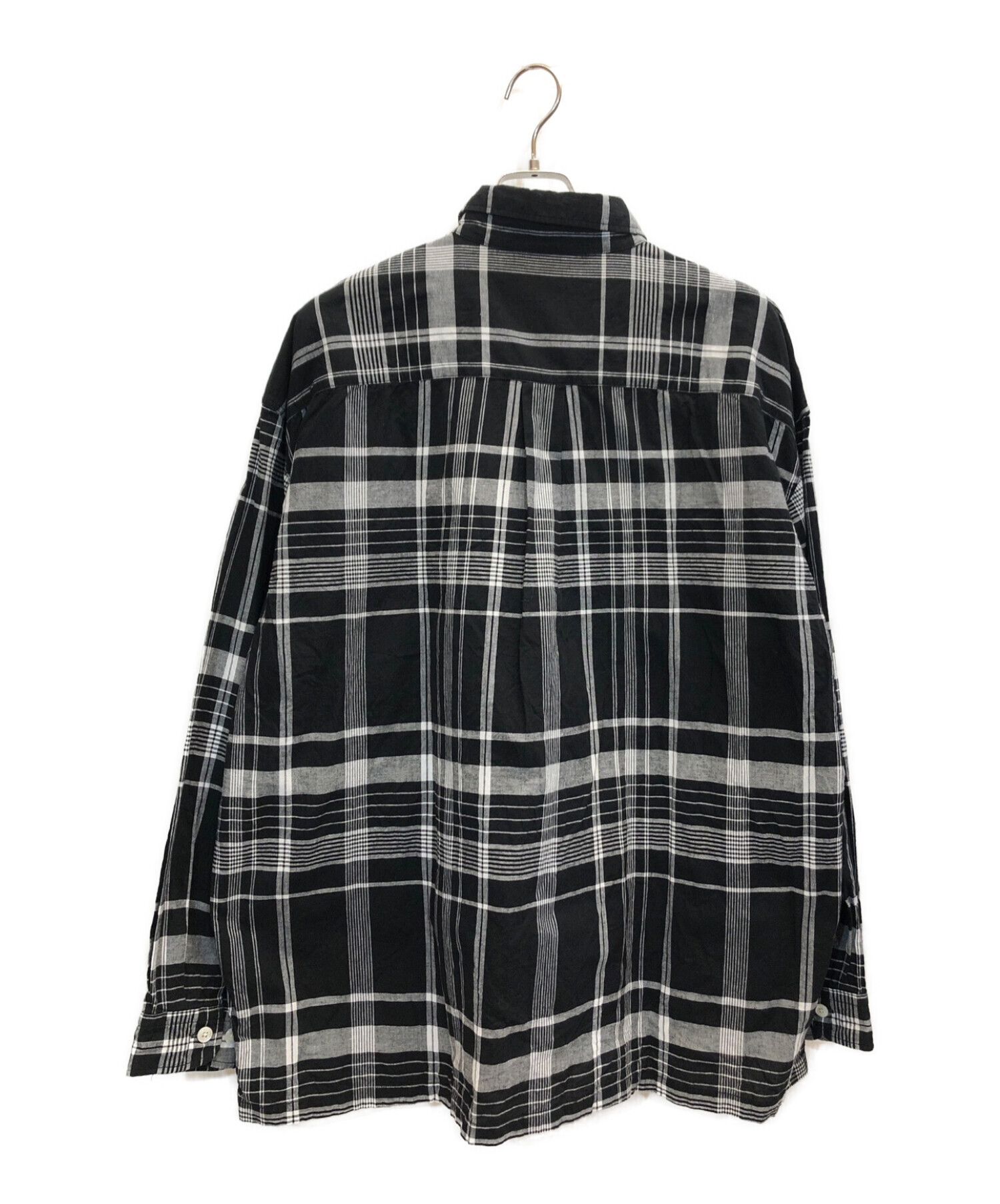 COOTIE (クーティー) MADRAS CHECK L/S SHIRT　マドラスチェックロングスリーブシャツ　ボックスカット　 オーバーシルエットシャツ ブラック サイズ:L