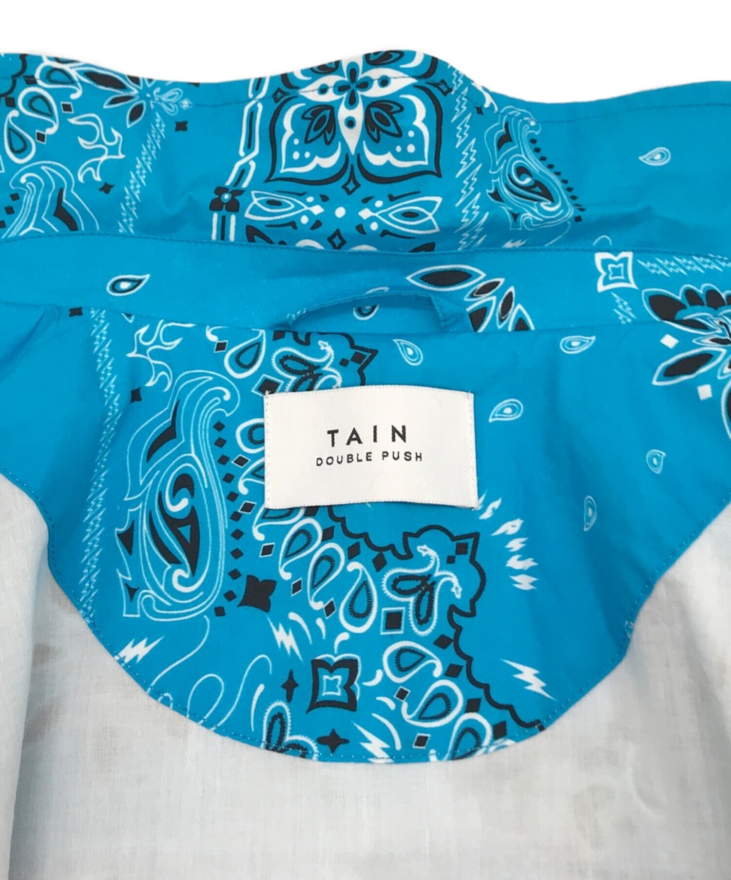 TAIN DOUBLE PUSH (タイン ダブルプッシュ) TAIN PAISLEY COACH SHIRTS　バンダナ柄　コーチシャツ　 コーチジャケット ブルー サイズ:L