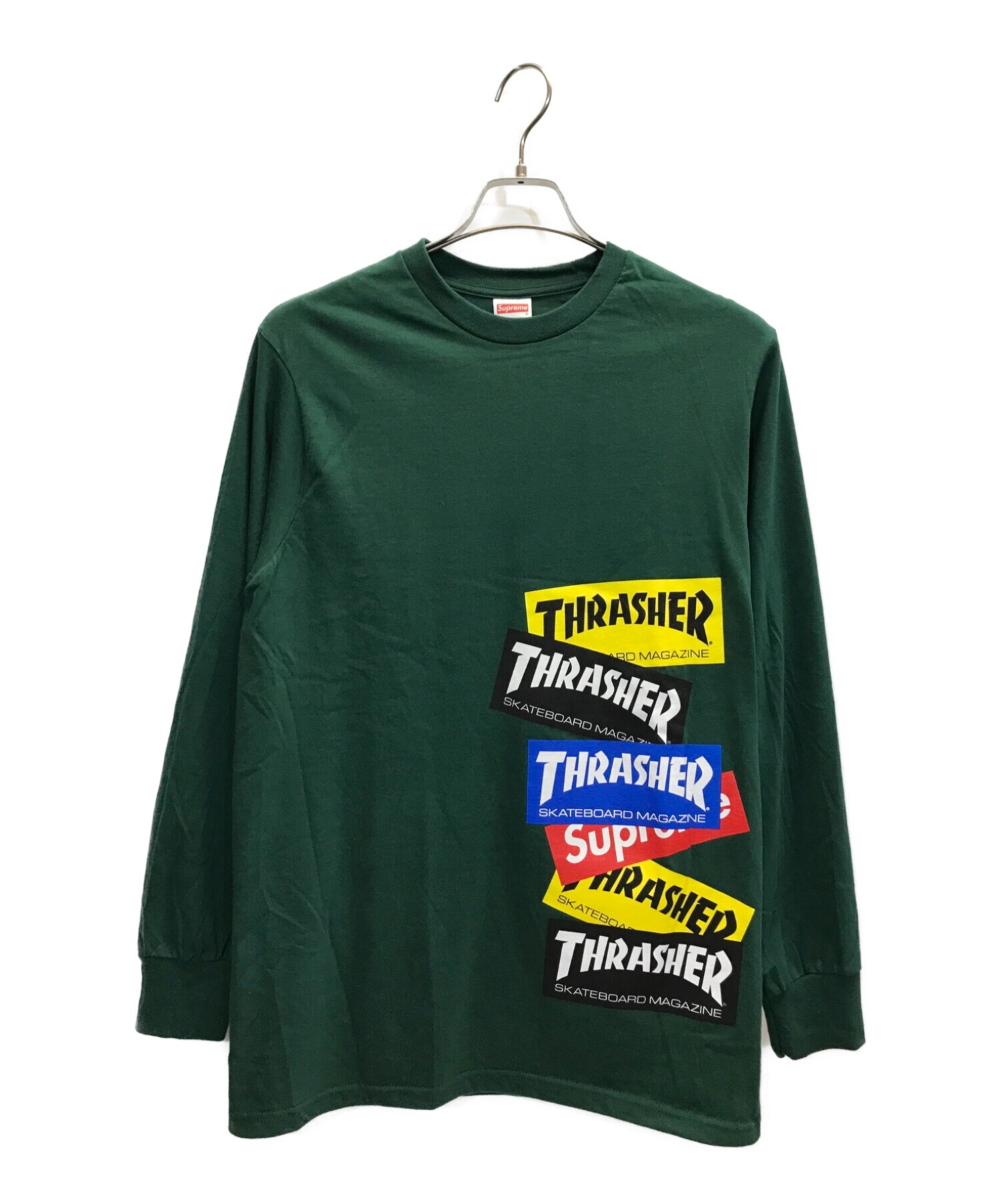 Supreme×Thrasher (シュプリーム×スラッシャー) 21AW MULTI LOGO L/S TEE　マルチロゴロングスリーブTシャツ　 長袖Tシャツ　カットソー　 グリーン サイズ:S