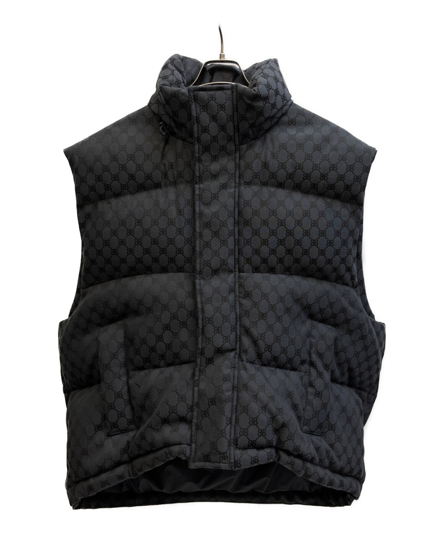 GUCCI×BALENCIAGA (グッチ×バレンシアガ) The Hacker Project Hacker Cocoon Puffer Gilet  Vest ザハッカープロジェクト コクーンパファージレベスト ブラック サイズ:44