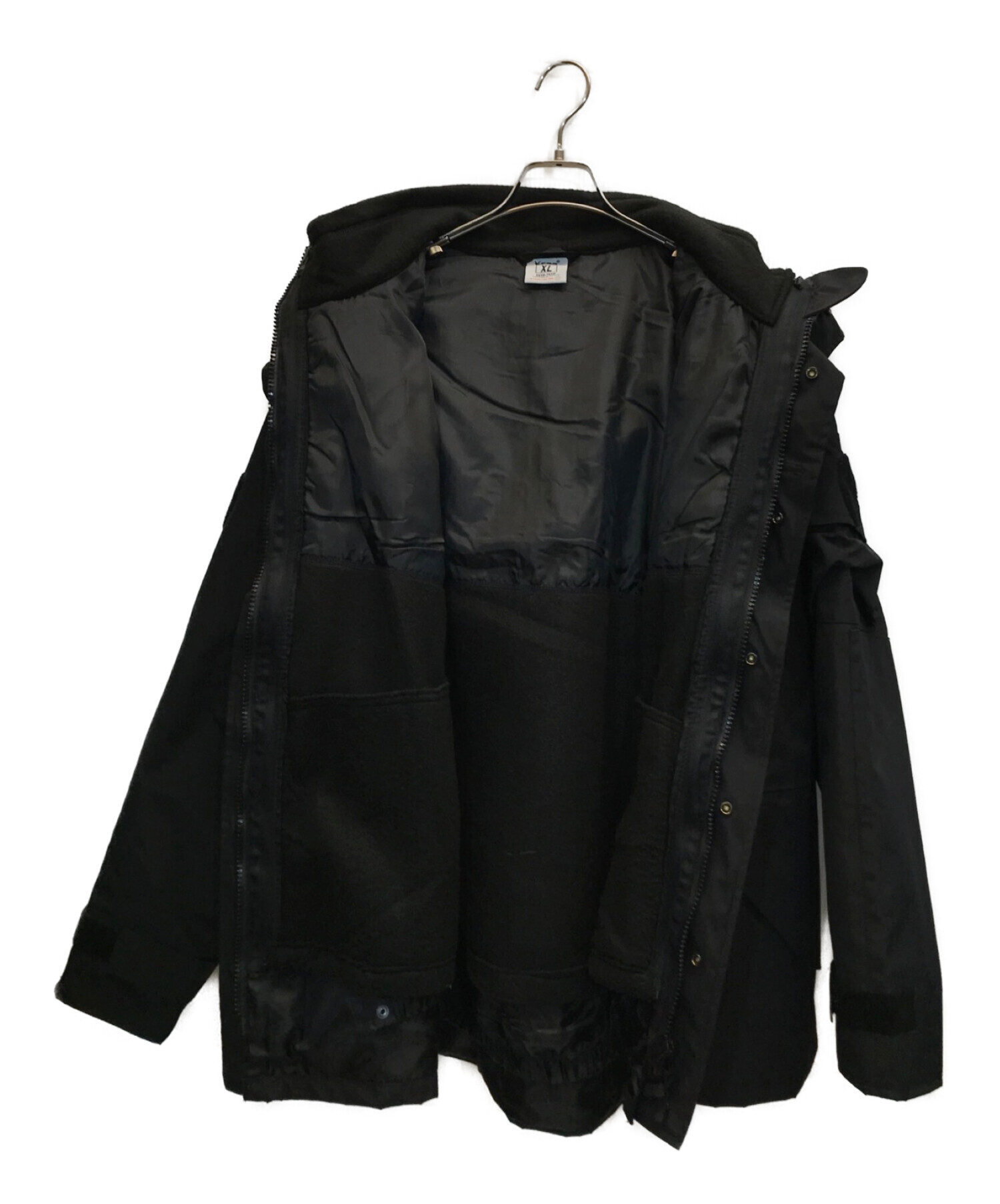 SBB (エスビービー) PARKA IMPERM CON LINER イタリア軍 ミリタリーパーカージャケット フーディー ライナー付 ブラック  サイズ:XL