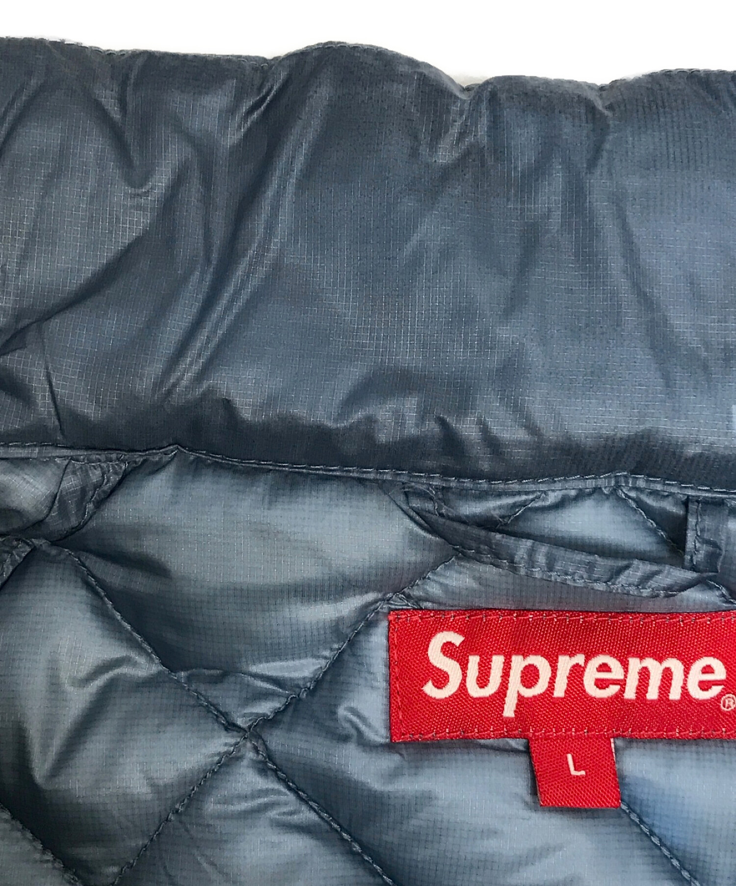 Supreme (シュプリーム) 21AW Spellout Quilted Down Jacket　スペルアウト キルト ライトウェイト ダウン  ジャケット ブルー サイズ:L