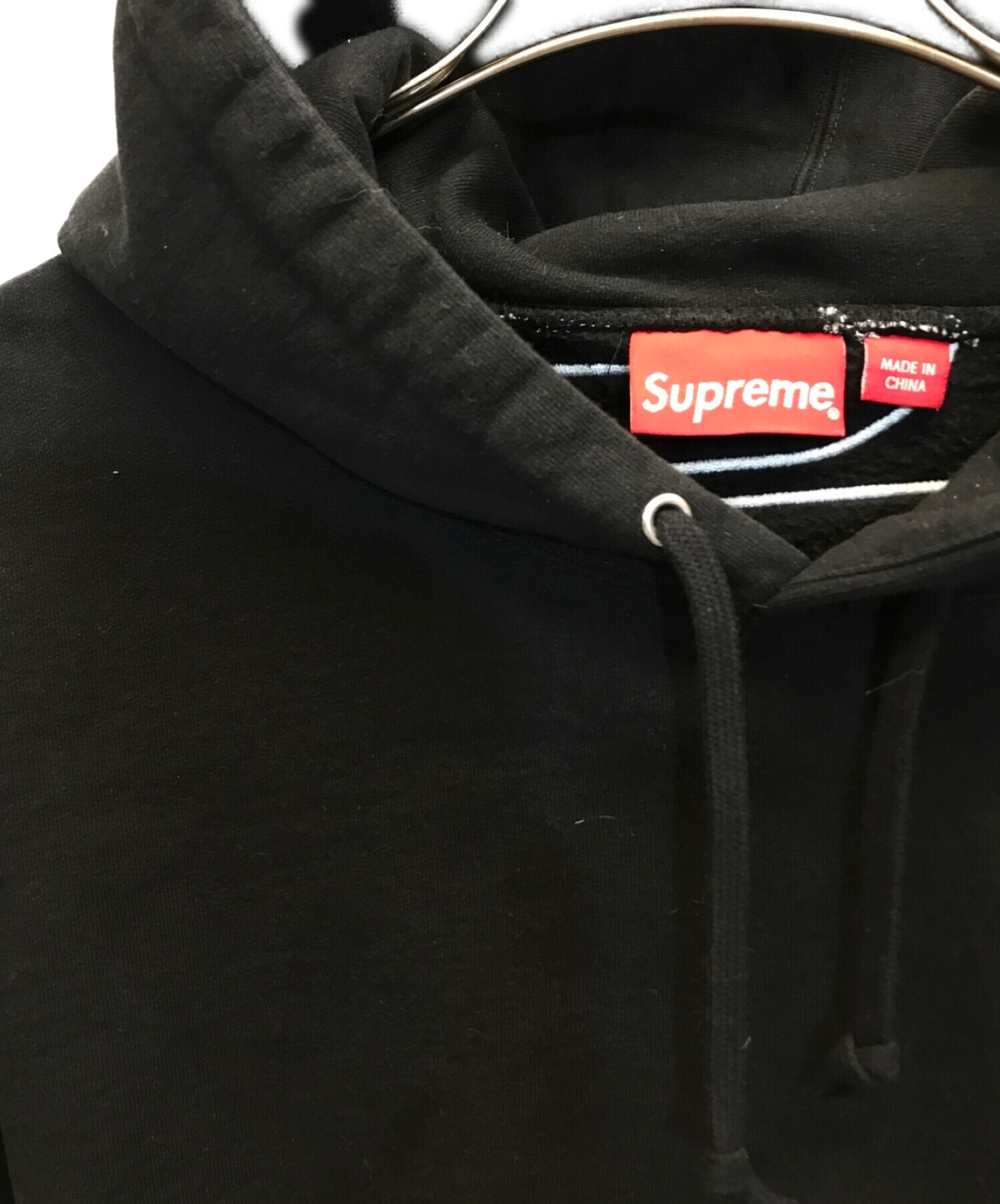 Supreme (シュプリーム) 22AW Satin Applique Hooded Sweatshirt　サテン アップリケ フーディー  スウェットシャツ　バックロゴ　パーカー ブラック サイズ:XXL