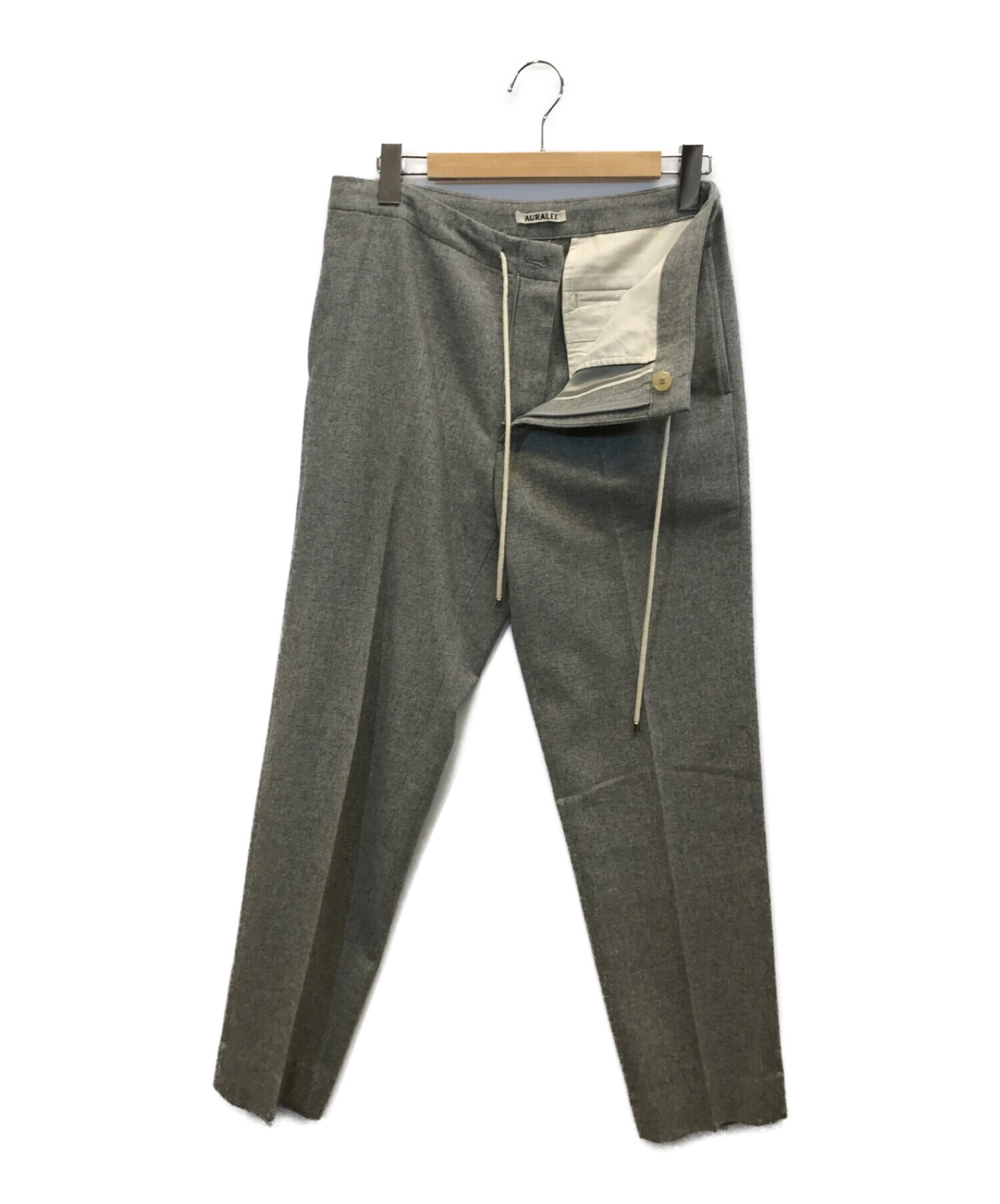 AURALEE (オーラリー) SUPER SOFT FLANNEL SLACKS スーパーソフトフランネルスラックス　ウール　イージースラックス  グレー サイズ:3