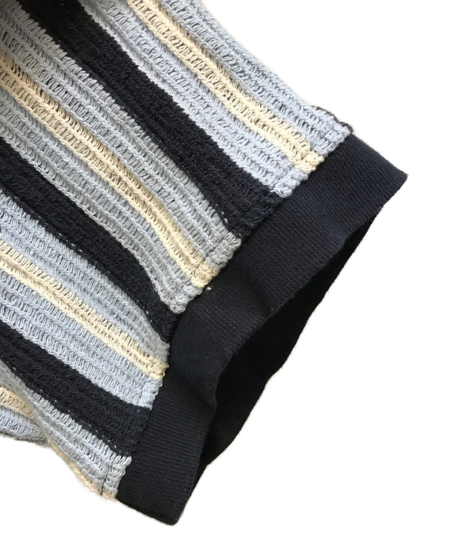 SUPREME (シュプリーム) 22SS Open Knit Stripe Zip Polo　オープンニットストライプジップポロ　ニットポロシャツ  ブルー サイズ:XL