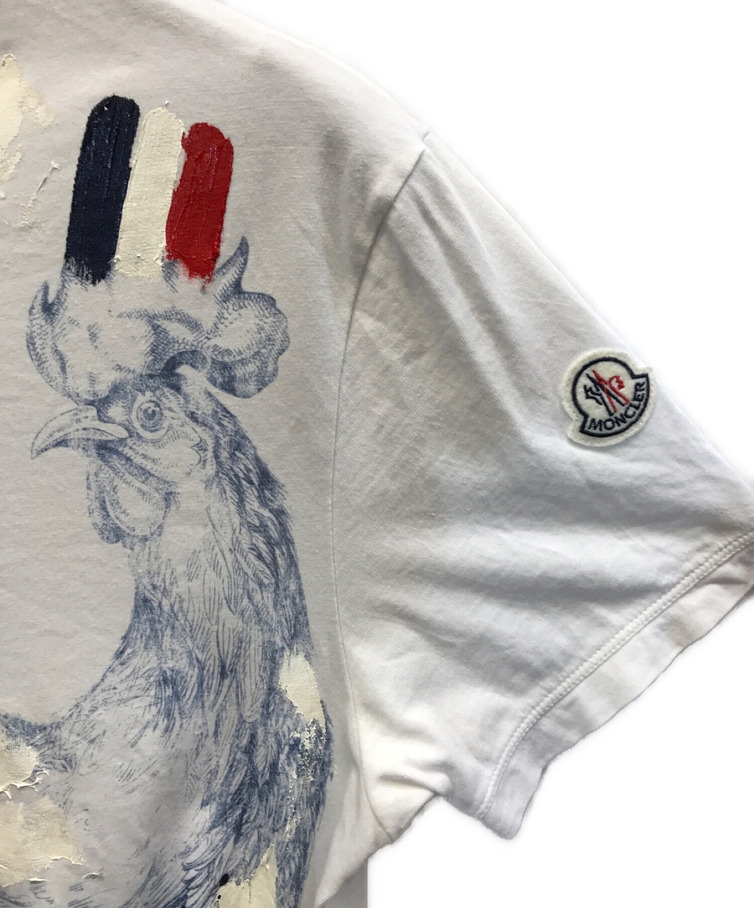 MONCLER (モンクレール) ペンキペイント加工プリントTシャツ ホワイト サイズ:M