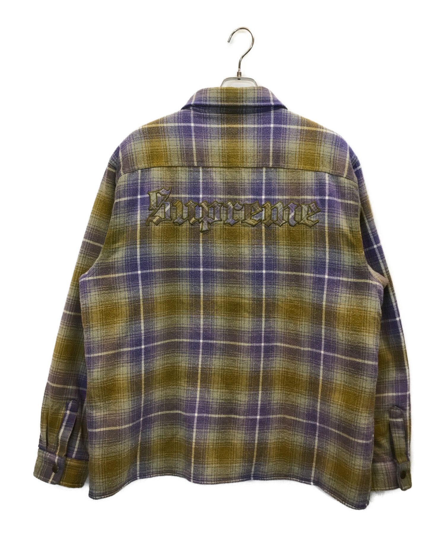 SUPREME (シュプリーム) 22AW Shearling Lined Flannel Shirt 裏ボアフランネルシャツジャケット  ベージュ×パープル サイズ:XL