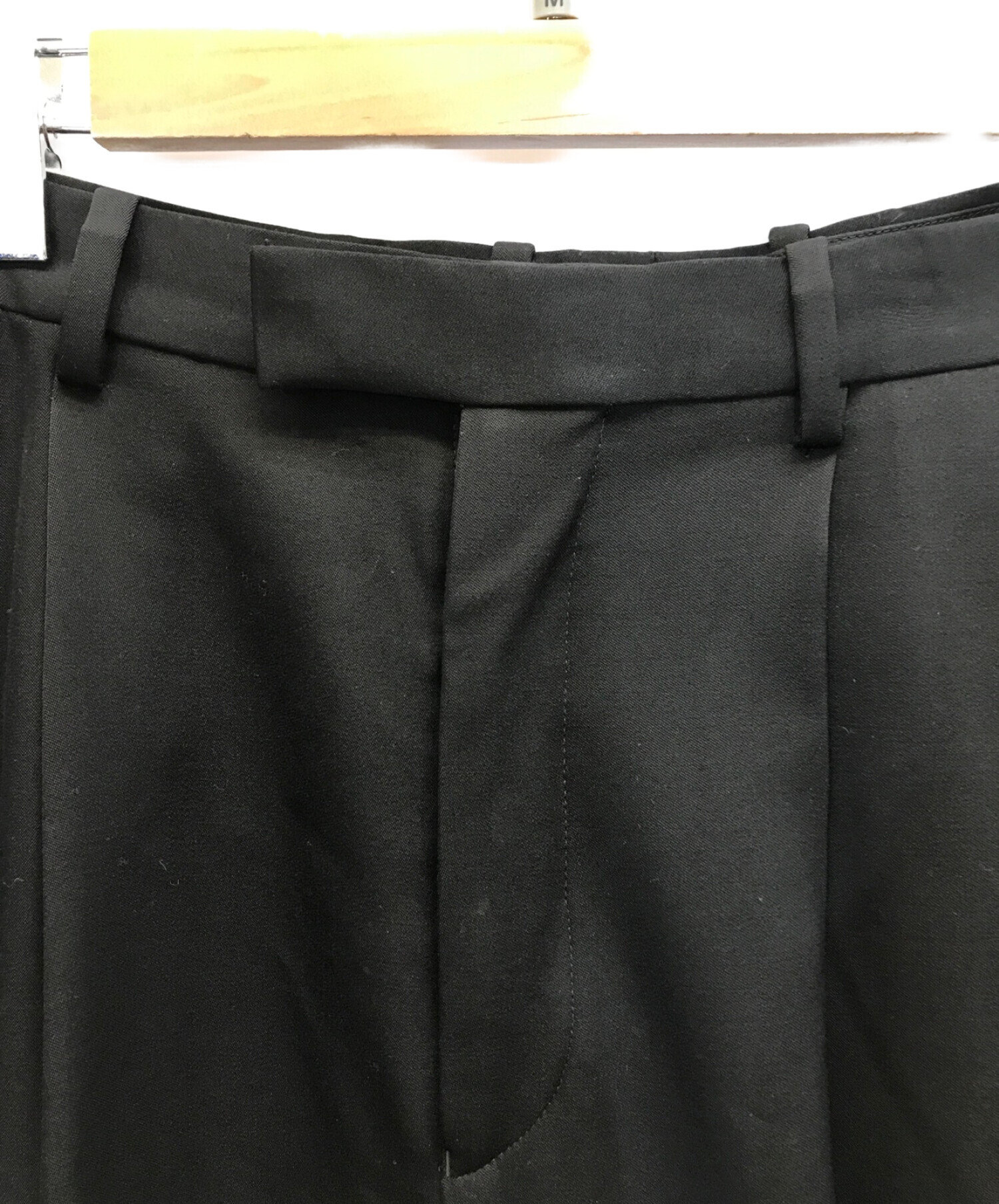 LITHIUM HOMME (リチウムオム・ファム) SUPER 120’S ULTRA-BLACK WOOL BALLON TROUSERS　 ウールバルーントラウザーズ　ワイドパンツ　スラックス ブラック サイズ:M