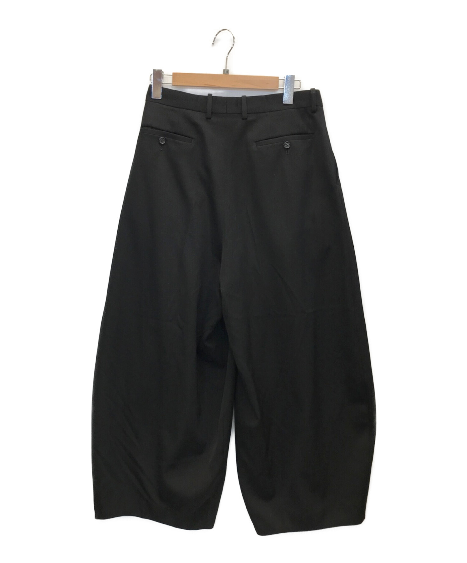 LITHIUM HOMME (リチウムオム・ファム) SUPER 120’S ULTRA-BLACK WOOL BALLON TROUSERS　 ウールバルーントラウザーズ　ワイドパンツ　スラックス ブラック サイズ:M