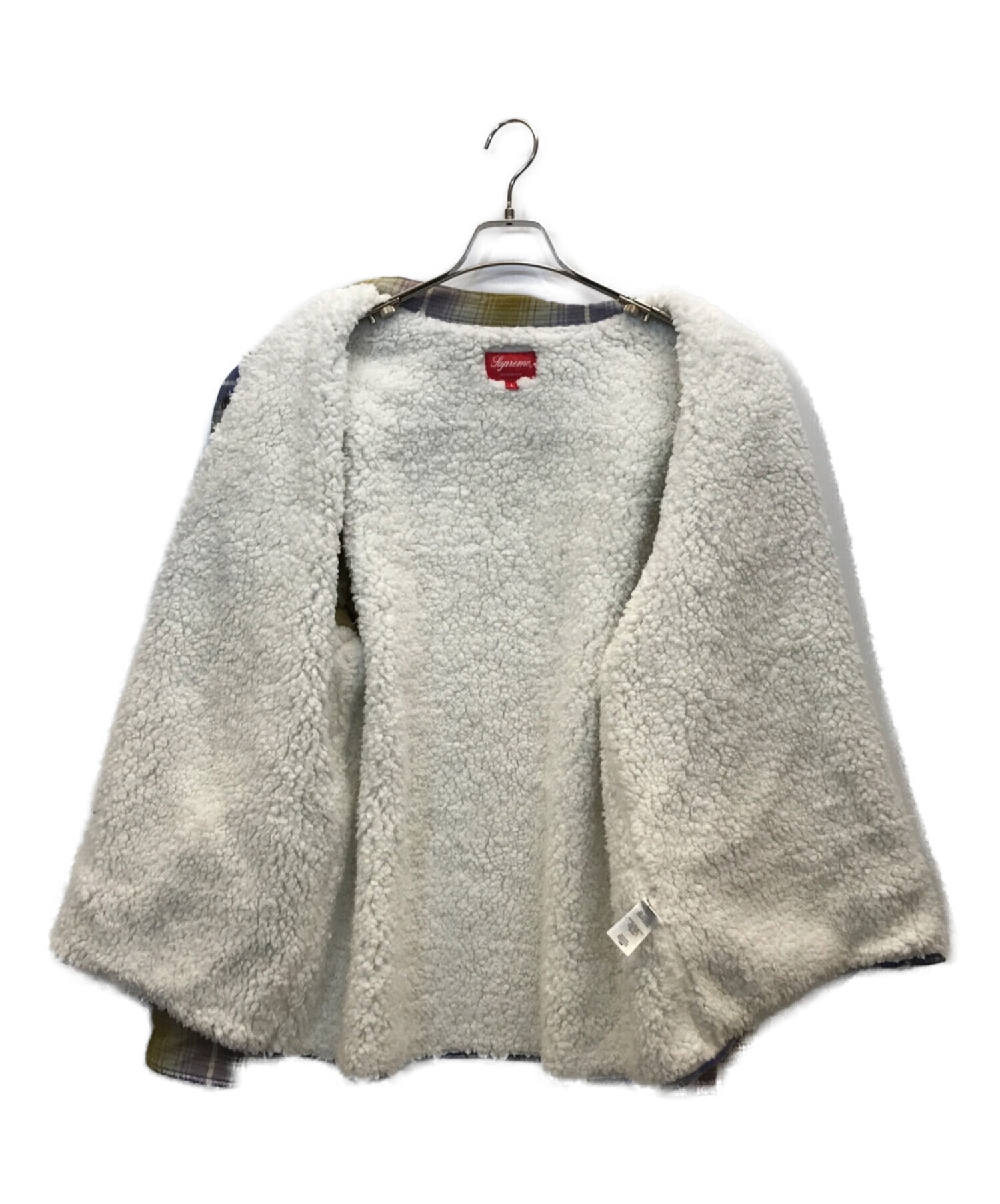 SUPREME (シュプリーム) 22AW Shearling Lined Flannel Shir　 シアリング ラインド フランネル シャツ　 中ボアネルシャツ　ジャケット ブラウン×パープル サイズ:L