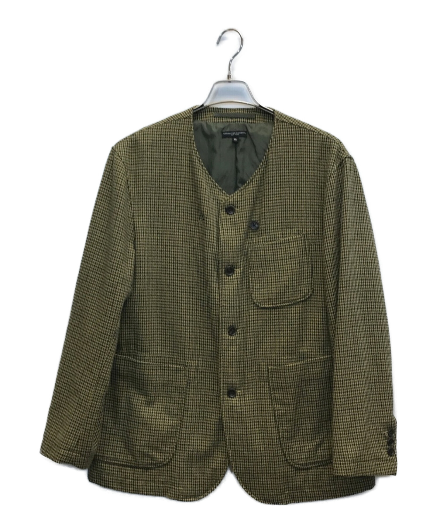 Engineered Garments (エンジニアドガーメンツ) No Collar Jacket ノーカラージャケット チェック ブラウン  サイズ:M